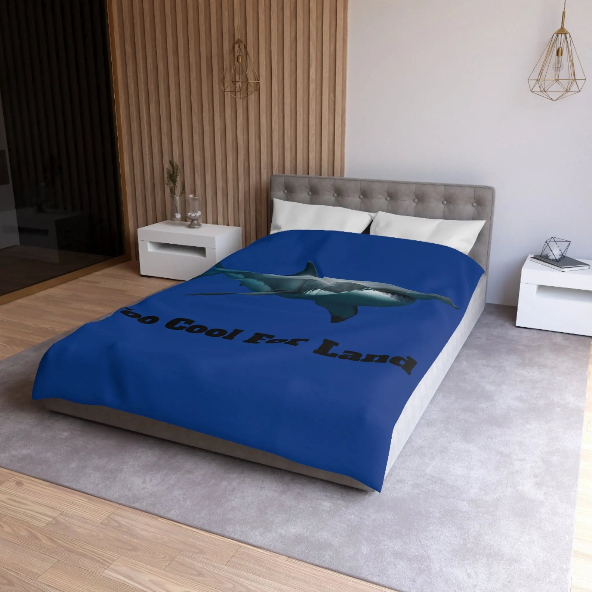 Duvet Cover - 'Too Cool For Land' Great White Shark Bedding Printify