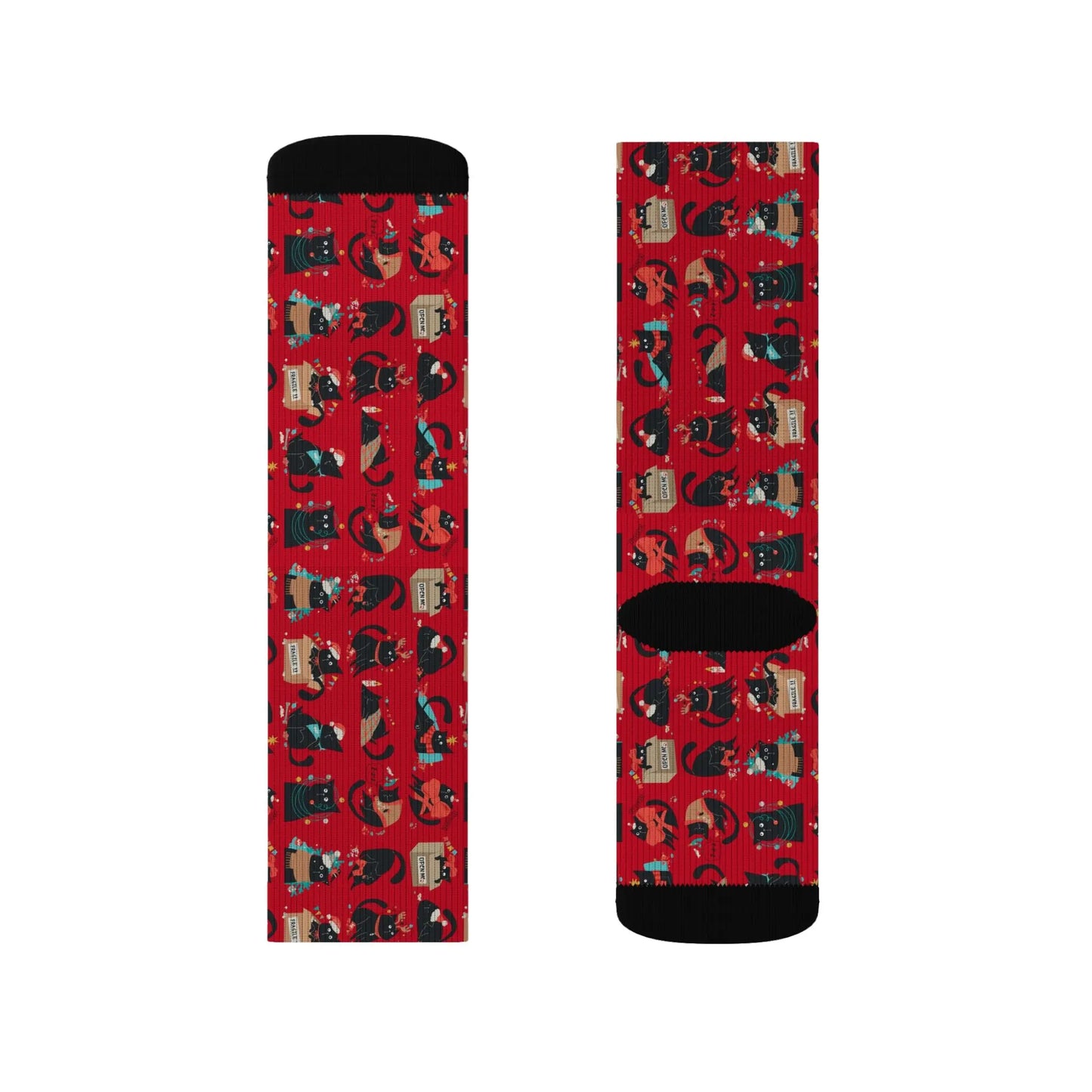Holiday Cat Sublimation Socks Printify