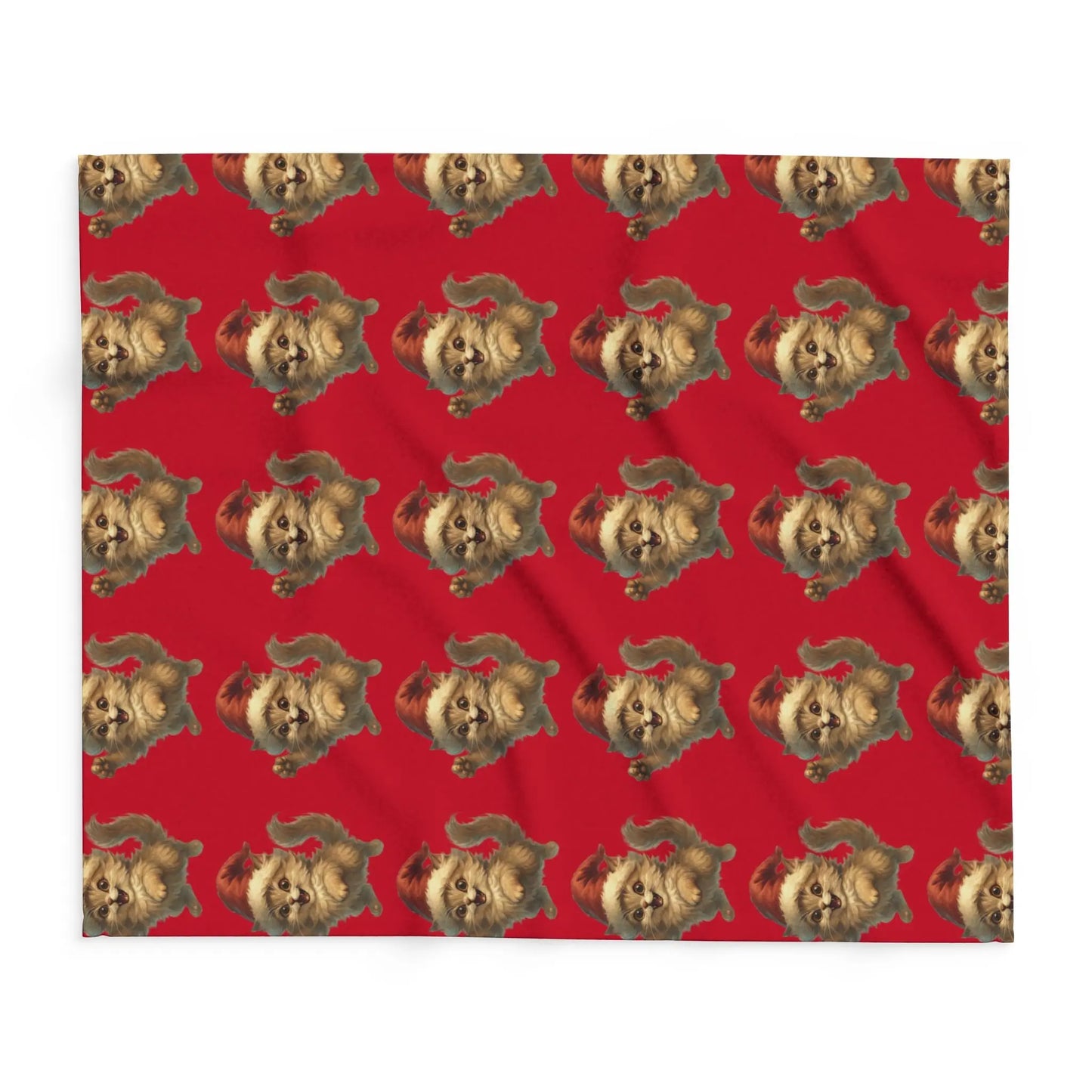 Santa Bear Pattern Fleece Blanket — Festive Red Holiday Throw Printify