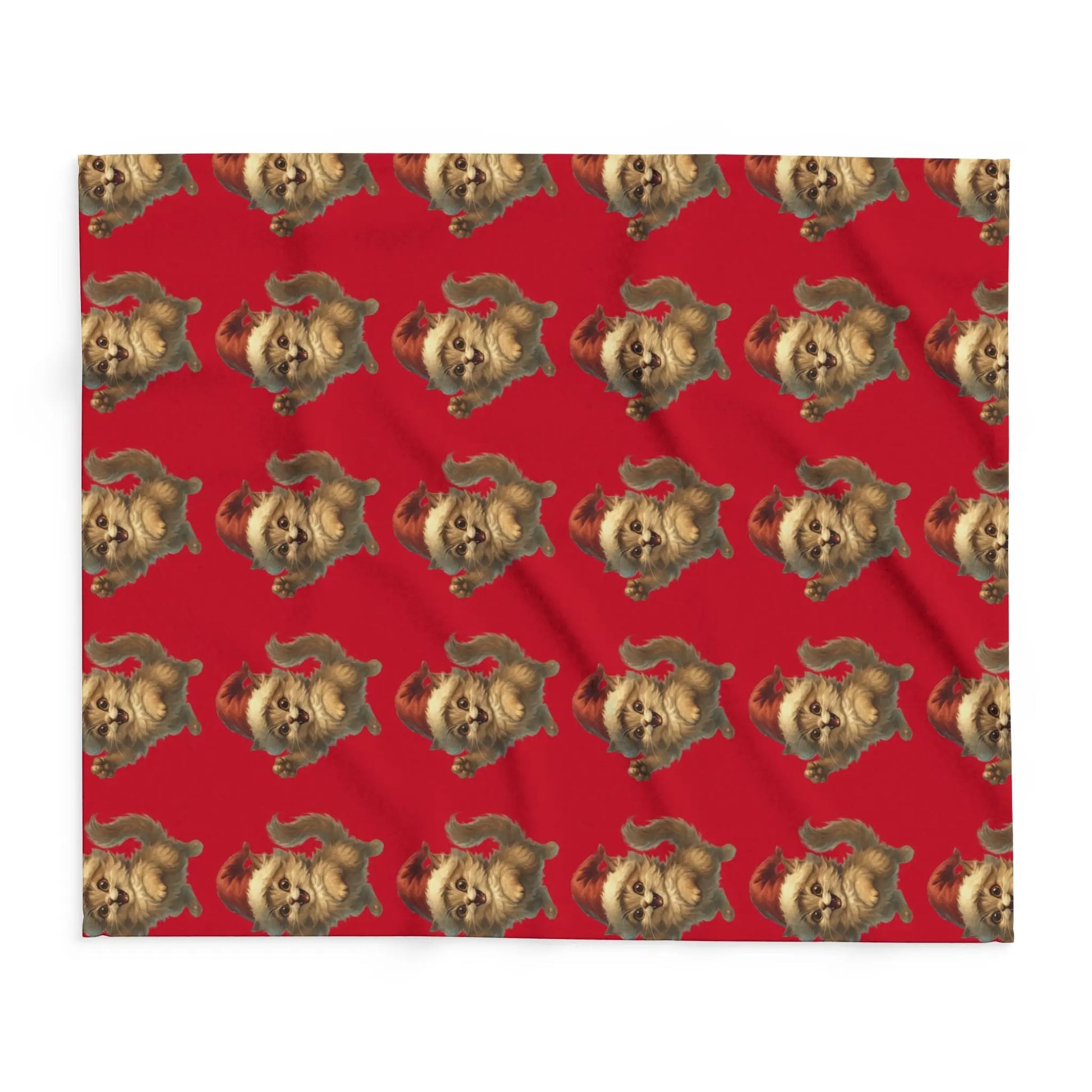 Santa Bear Pattern Fleece Blanket — Festive Red Holiday Throw Printify