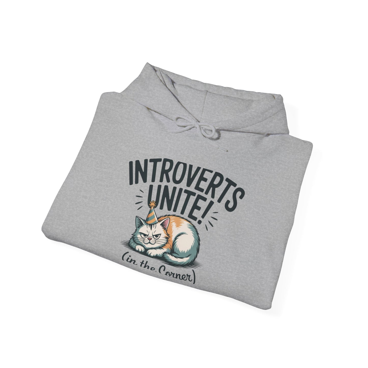 Introverts Unite (In The Corner) Hoodie | funny holiday shirt, party small talk jokes Printify