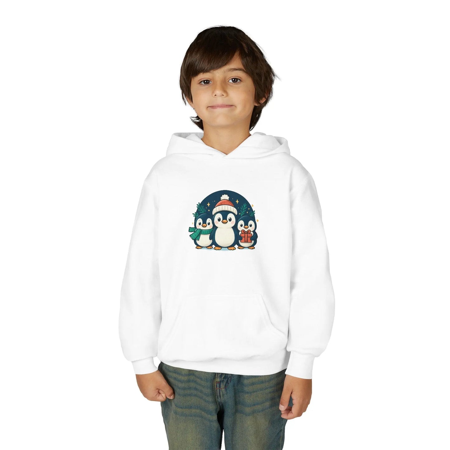 Kids Penguin Family Hoodie — Cute Holiday Winter Graphic Sweatshirt Printify