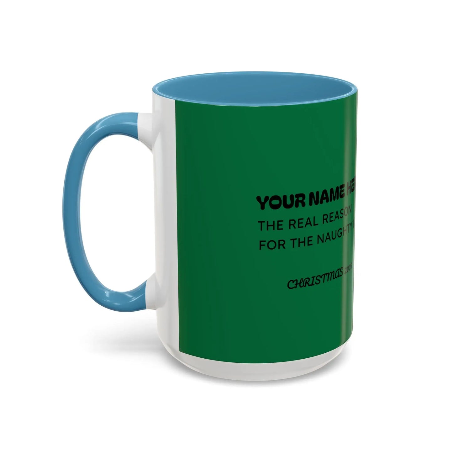 Christmas Cat Accent Mug - Personalized 'On the Naughty List' Mug Printify