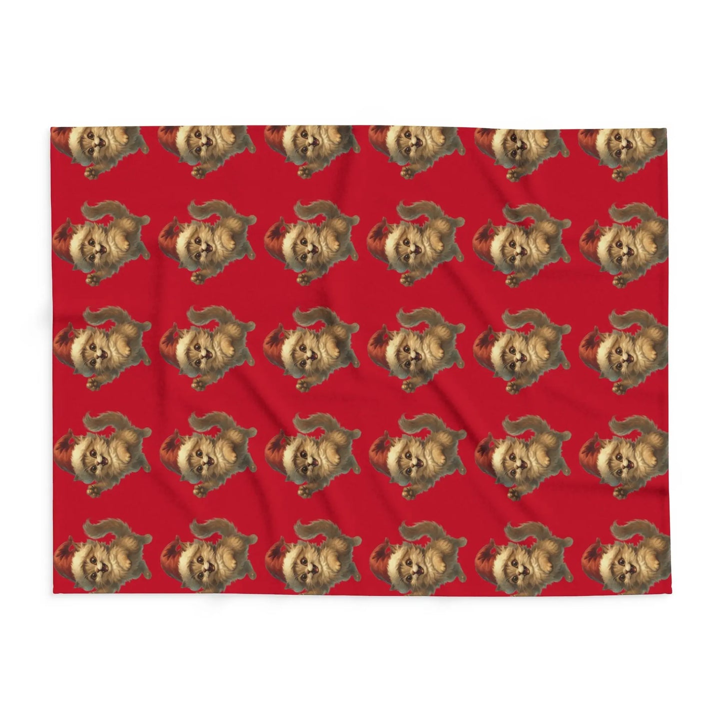Santa Bear Pattern Fleece Blanket — Festive Red Holiday Throw Printify