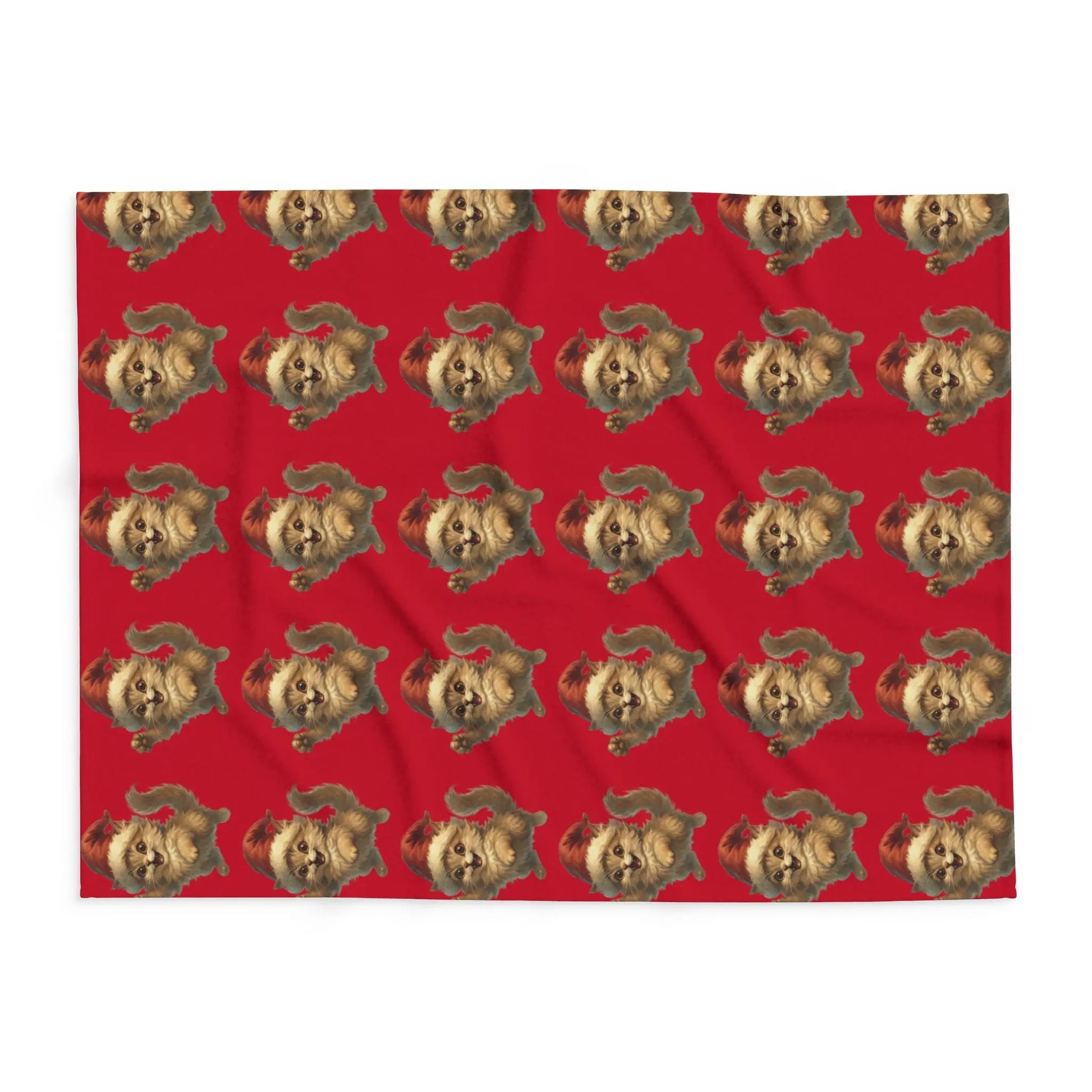 Santa Bear Pattern Fleece Blanket — Festive Red Holiday Throw Printify