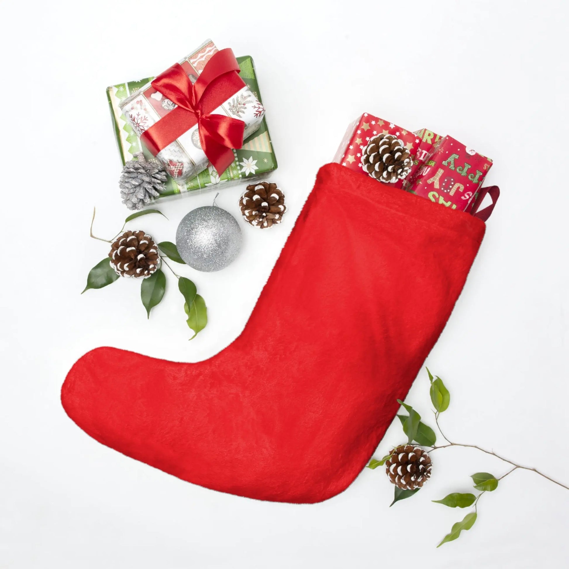 Personalized Christmas Stocking with Cute Tree Design — Custom Name Holiday Stocking Printify
