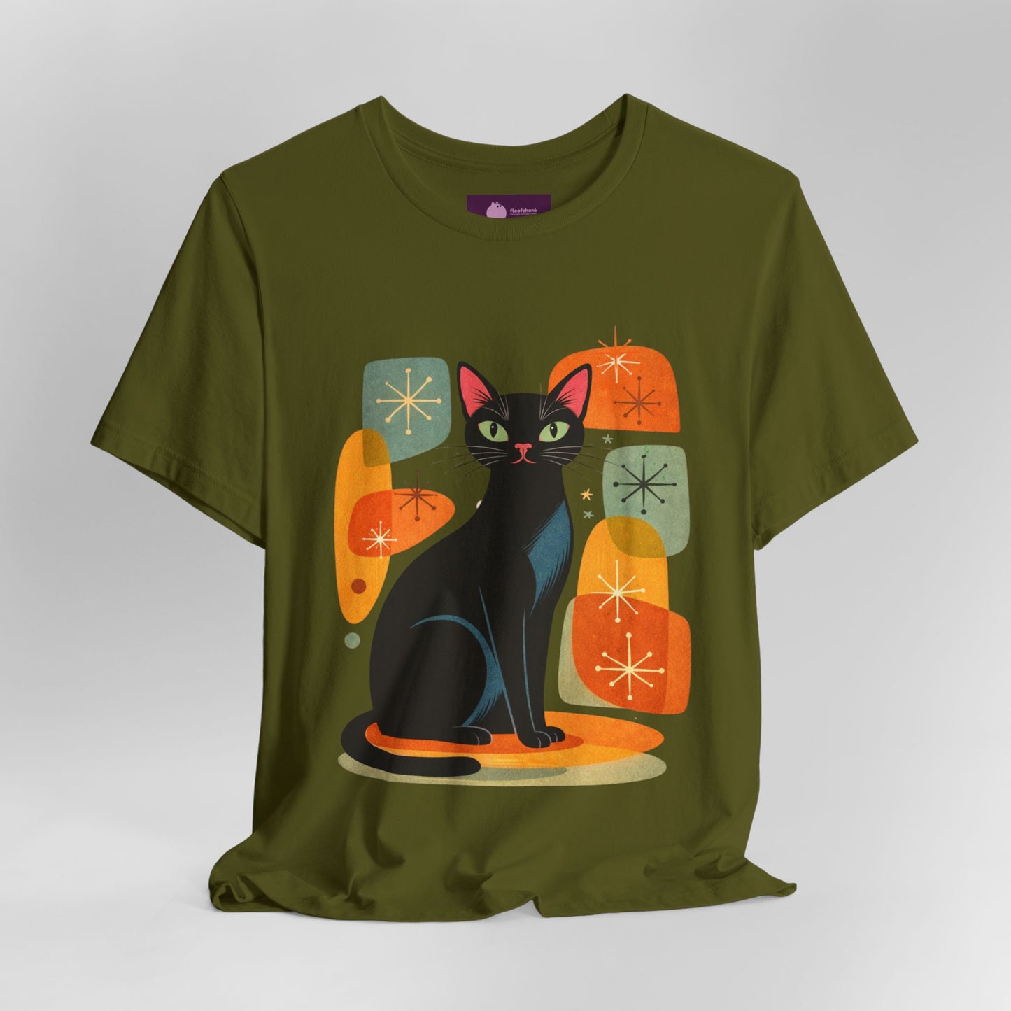 Retro Mid-Century Modern Black Cat T-Shirt