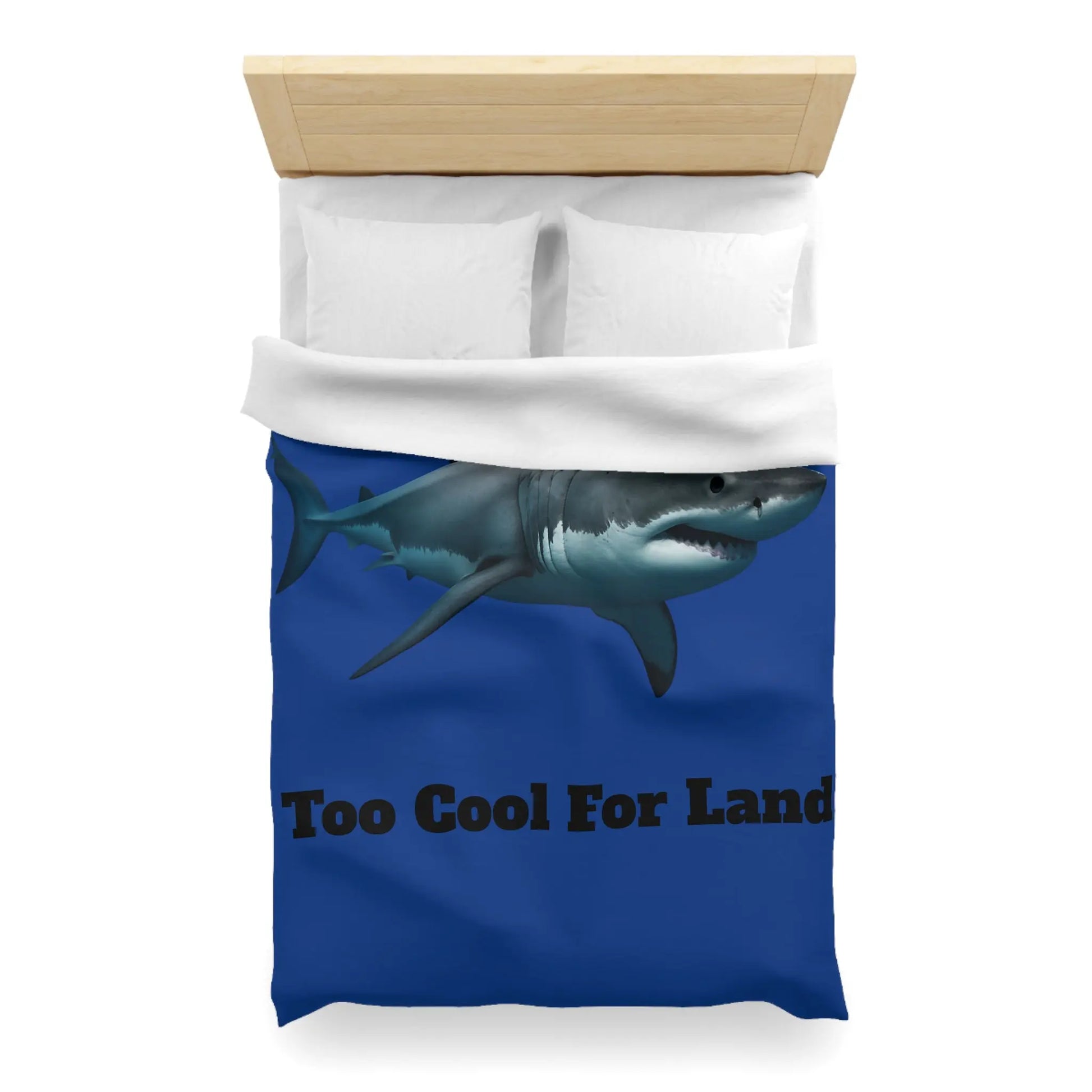 Duvet Cover - 'Too Cool For Land' Great White Shark Bedding Printify