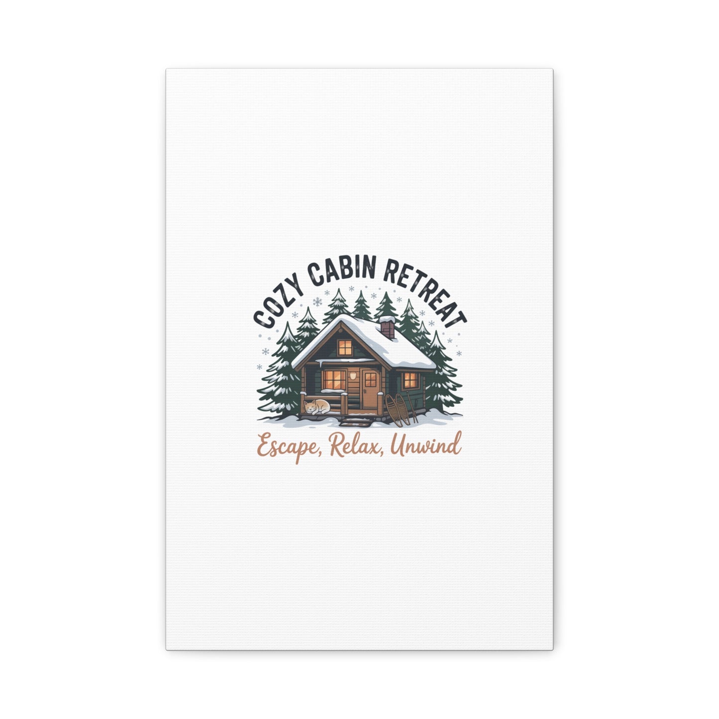 Cozy Cabin Retreat Log Cabin Art Print | Matte Canvas Stretched, 1.25" Printify