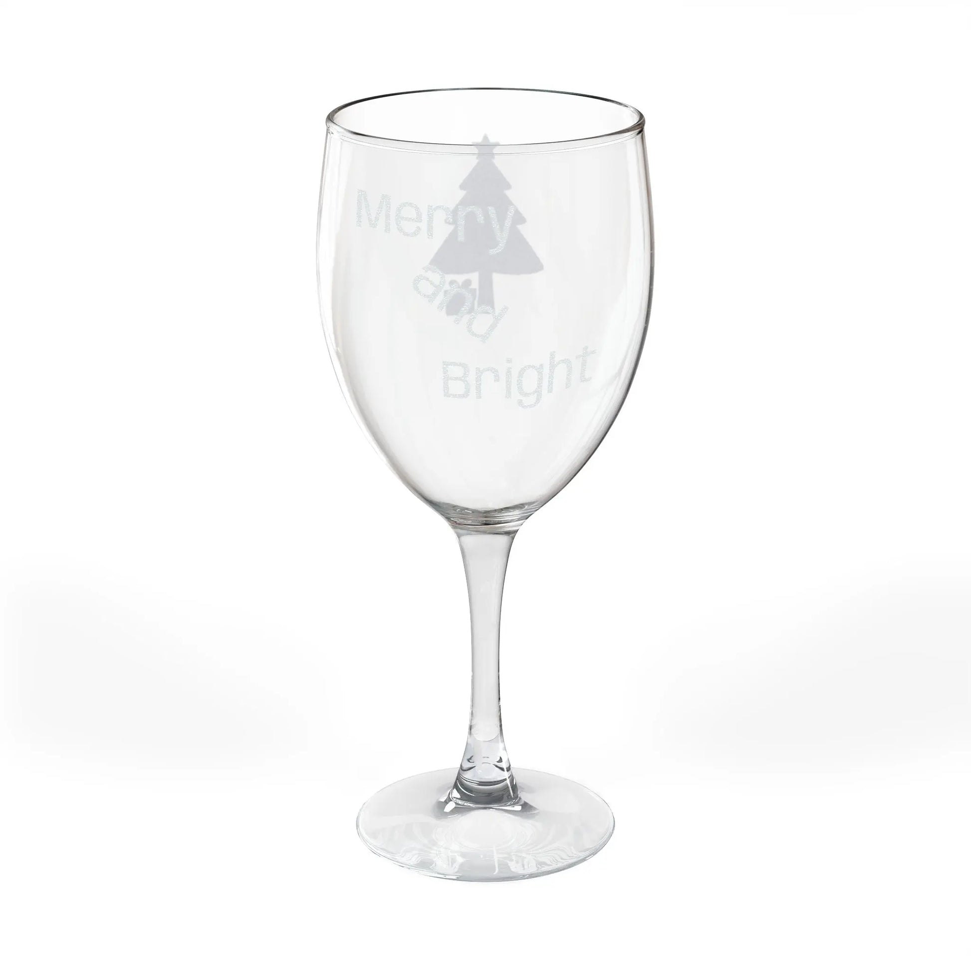 Engraved 'Merry & Bright' Holiday Wine Glass — 10.5 oz Printify