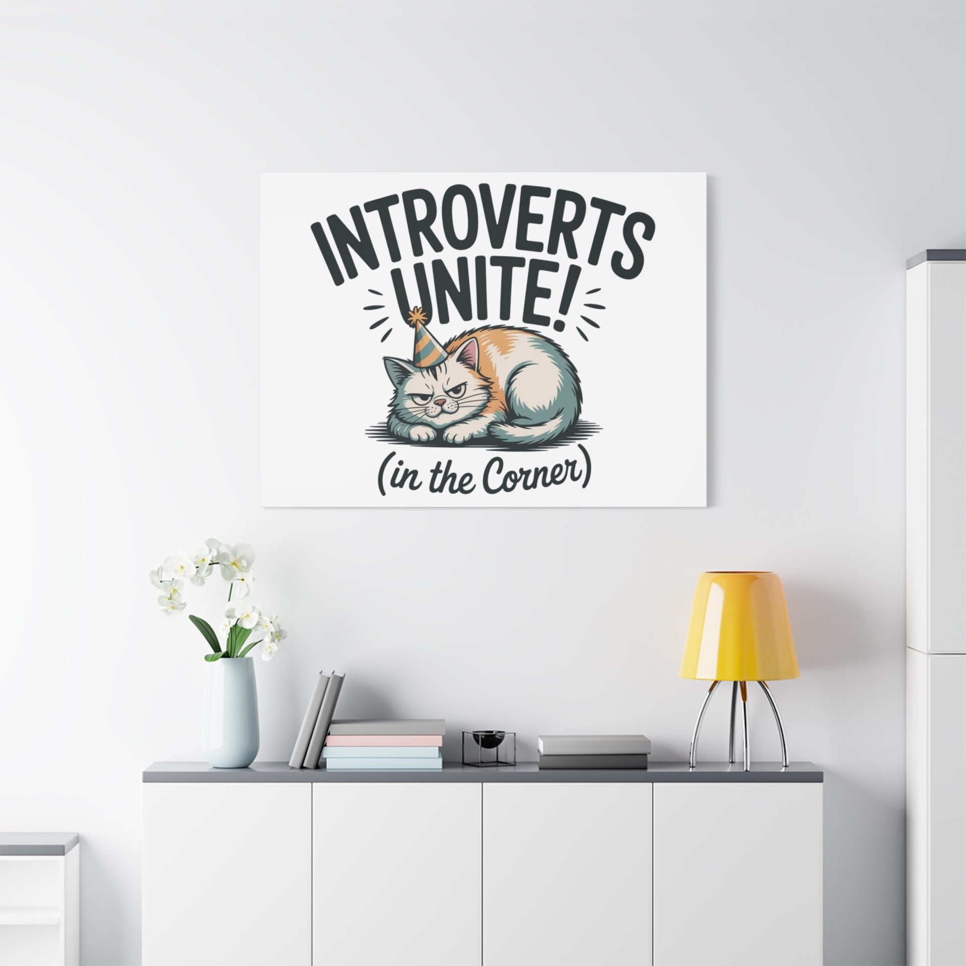 Introverts Unite (In the Corner) Matte Canvas | Funny Holiday Decor, Party Survival Humor Printify
