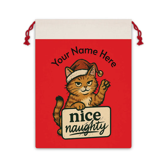 Christmas Gift Bag — Personalized 'Your Name Here' Merry Christmas Drawstring Bag Printify