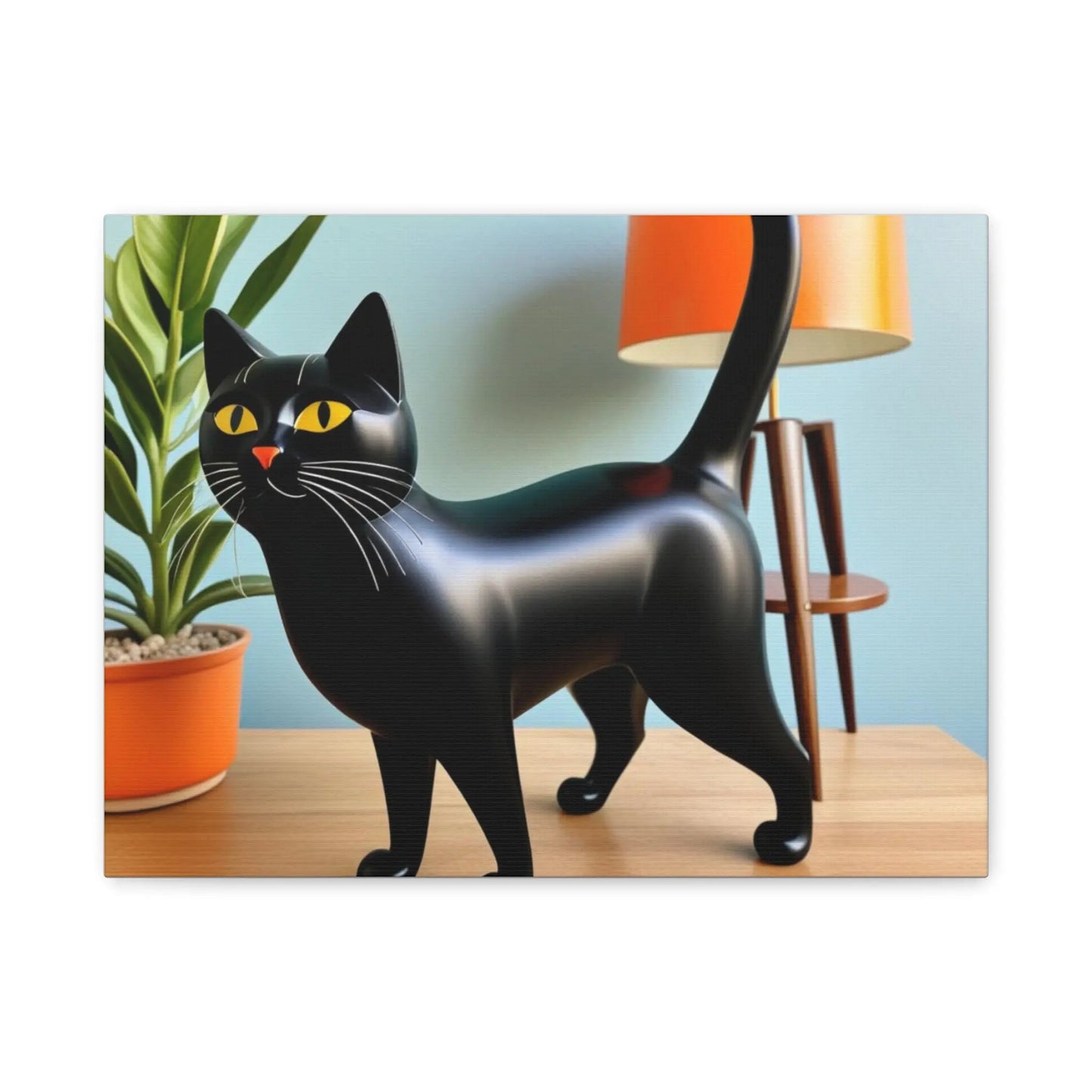 Black Cat Art Canvas Print — Retro Home Decor Wall Art Printify