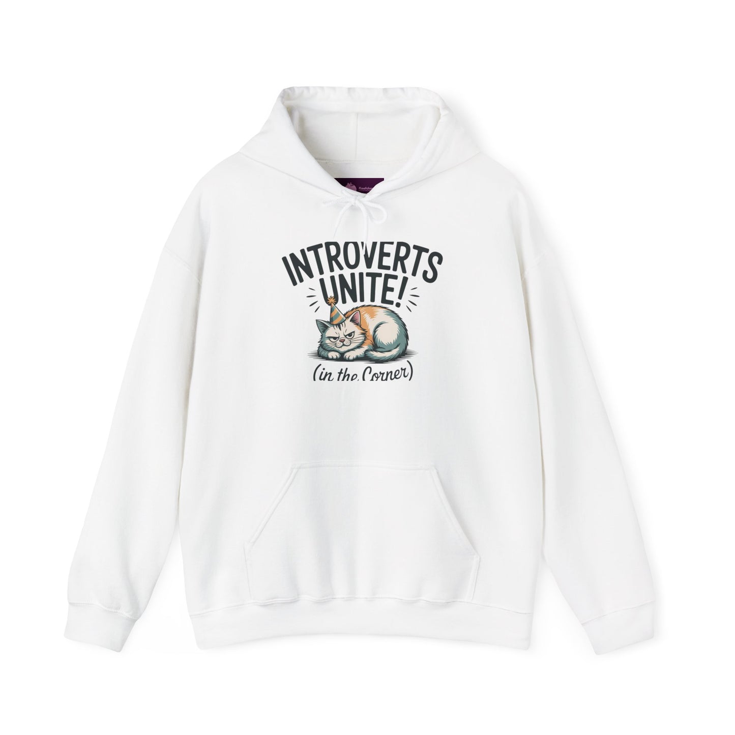 Introverts Unite (In The Corner) Hoodie | funny holiday shirt, party small talk jokes Printify