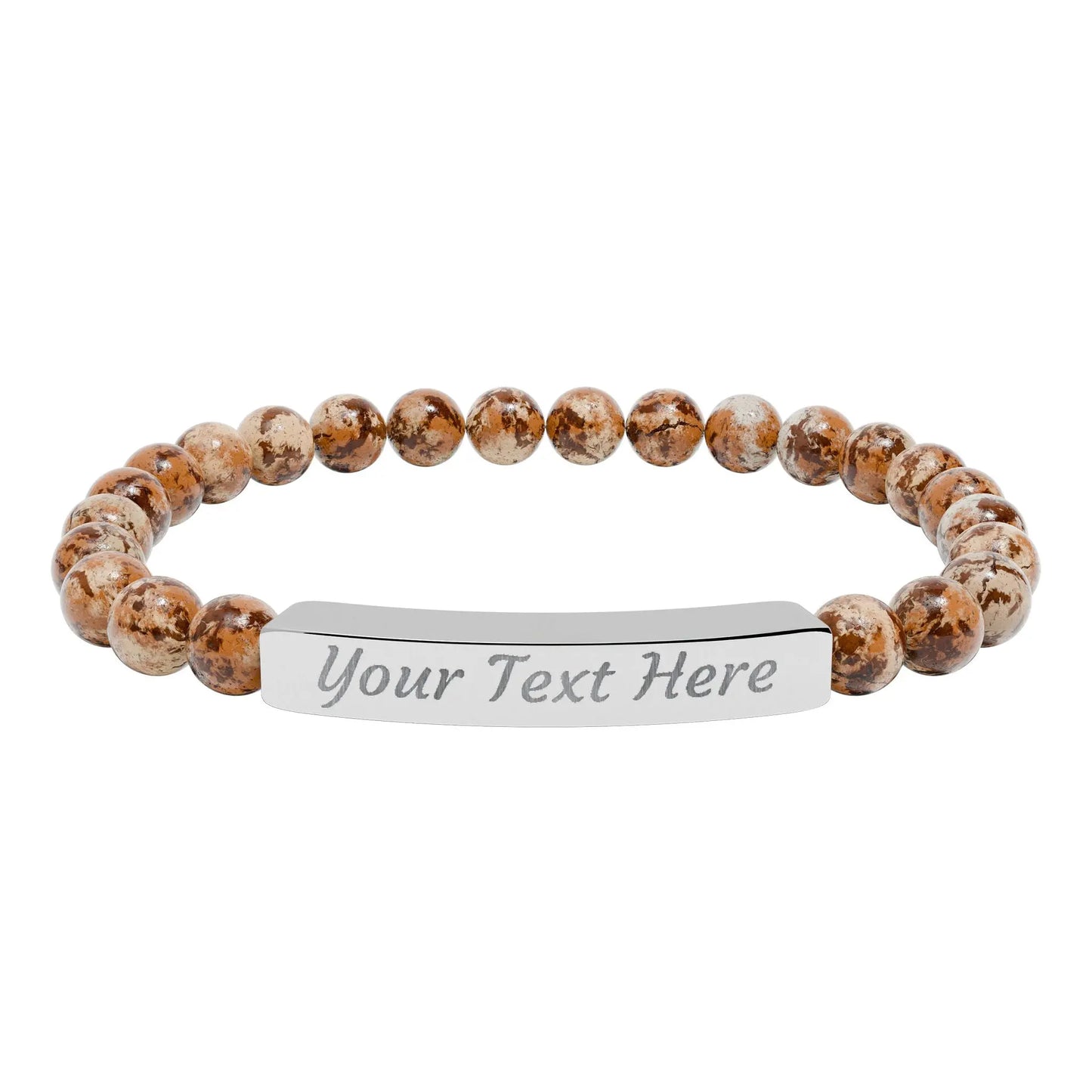 Engravable Natural Stone Stretch Bar Bracelet — Personalized Beaded Bracelet Printify