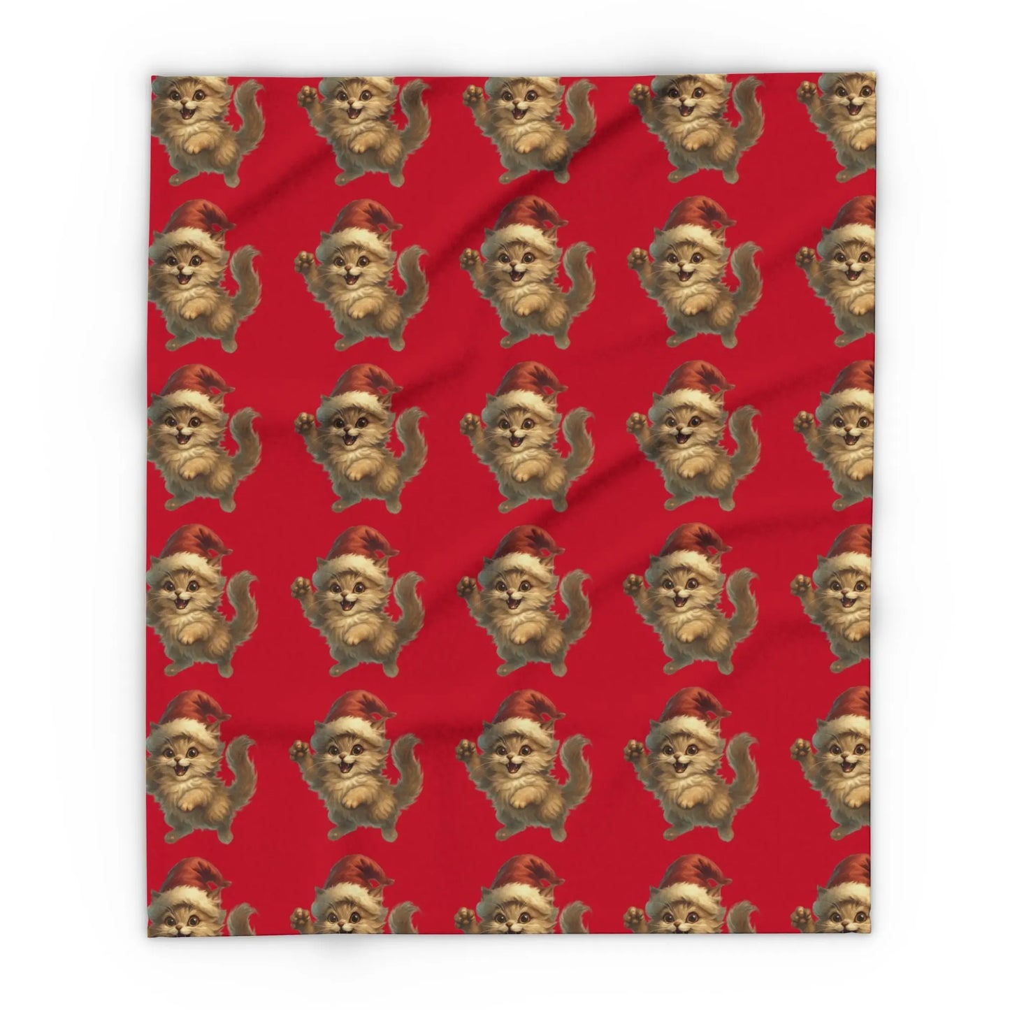 Santa Bear Pattern Fleece Blanket — Festive Red Holiday Throw Printify