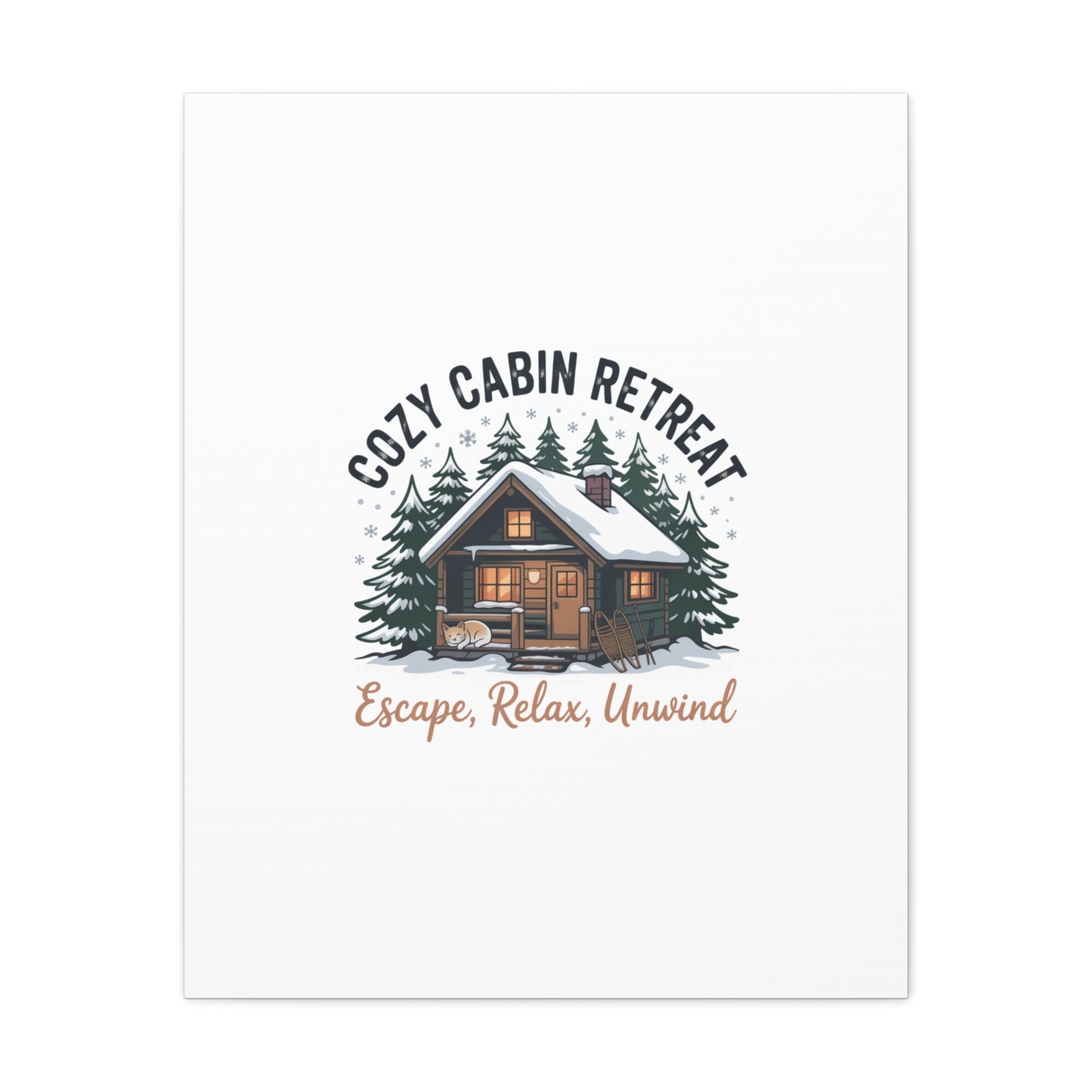 Cozy Cabin Retreat Log Cabin Art Print | Matte Canvas Stretched, 1.25" Printify