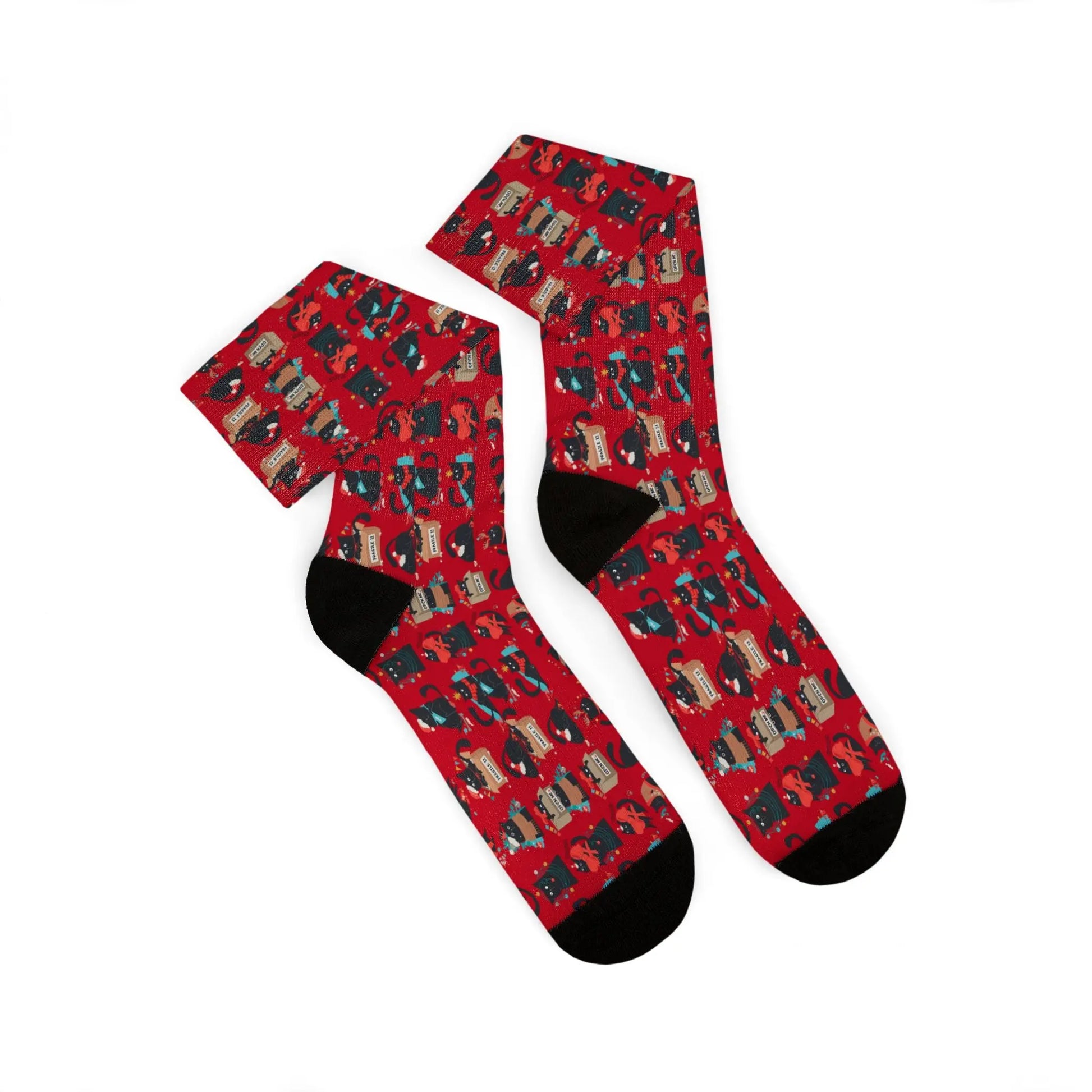 Holiday Cat Sublimation Socks Printify