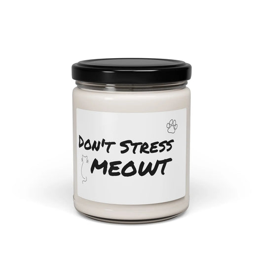 Cat-Themed Scented Soy Candle - 'Don't Stress Meowt' Printify