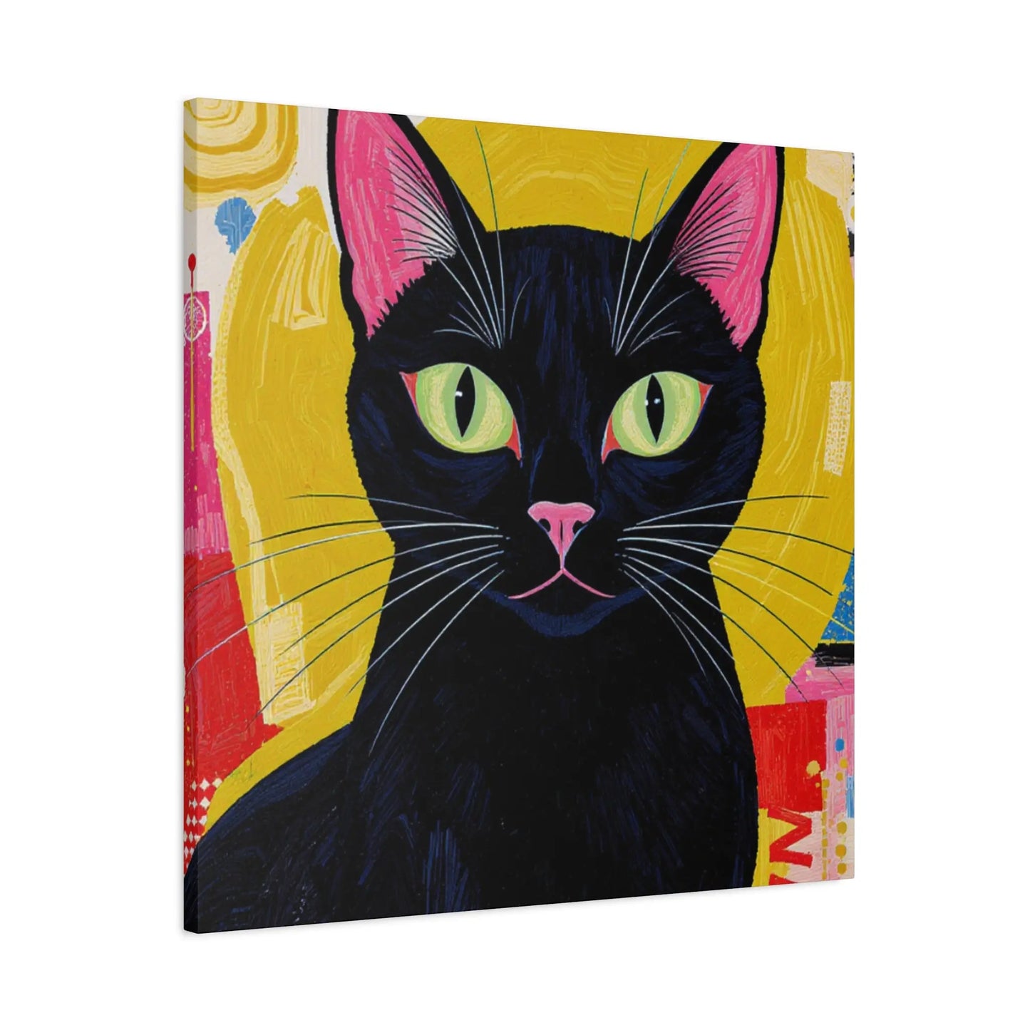 Black Cat Pop Art Matte Canvas Print — Stretched 1.25" Printify