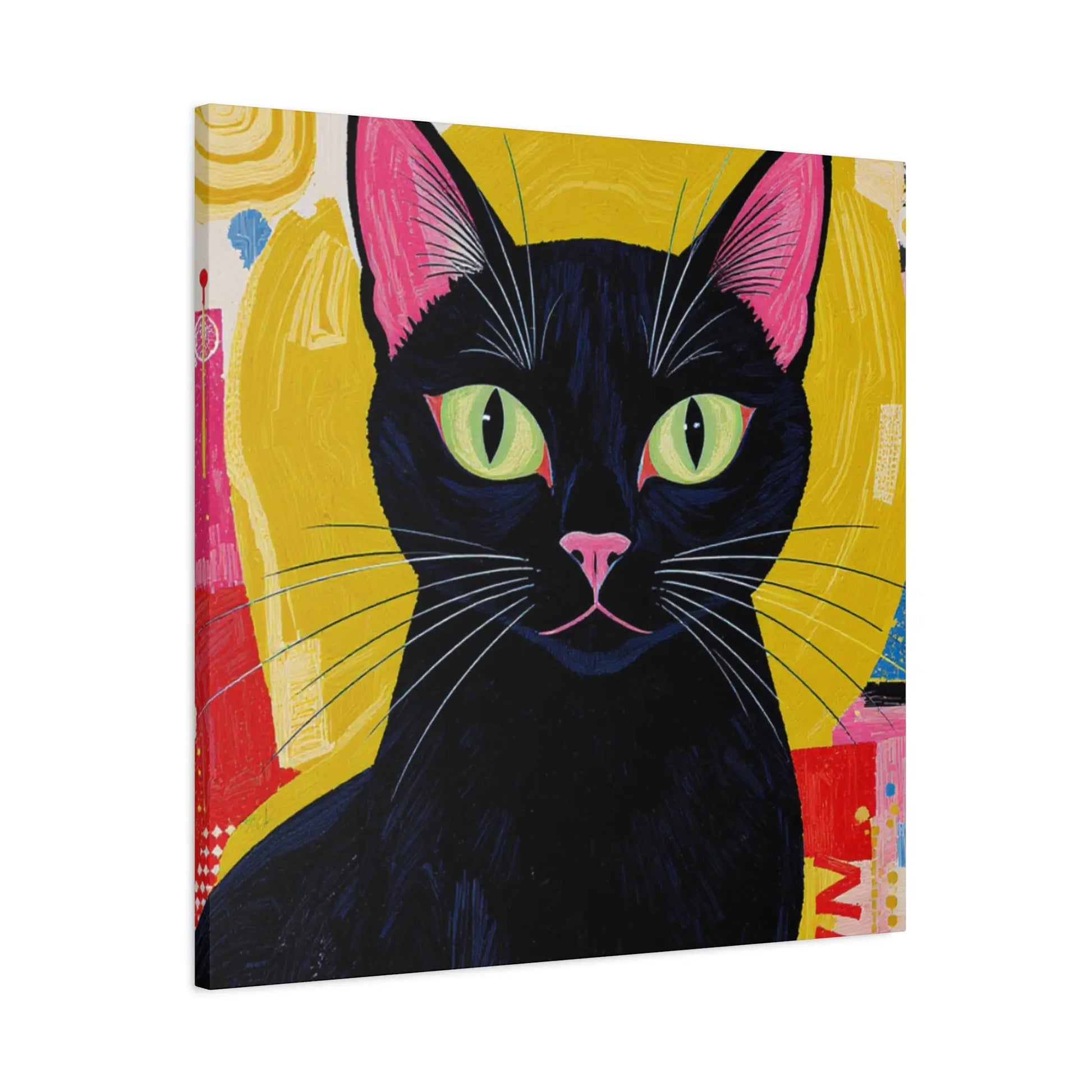 Black Cat Pop Art Matte Canvas Print — Stretched 1.25" Printify