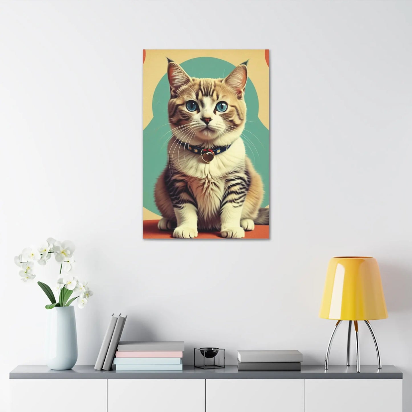 Blue-Eyed Tabby Cat Canvas Art – Stretched 1.5" Wall Décor Printify