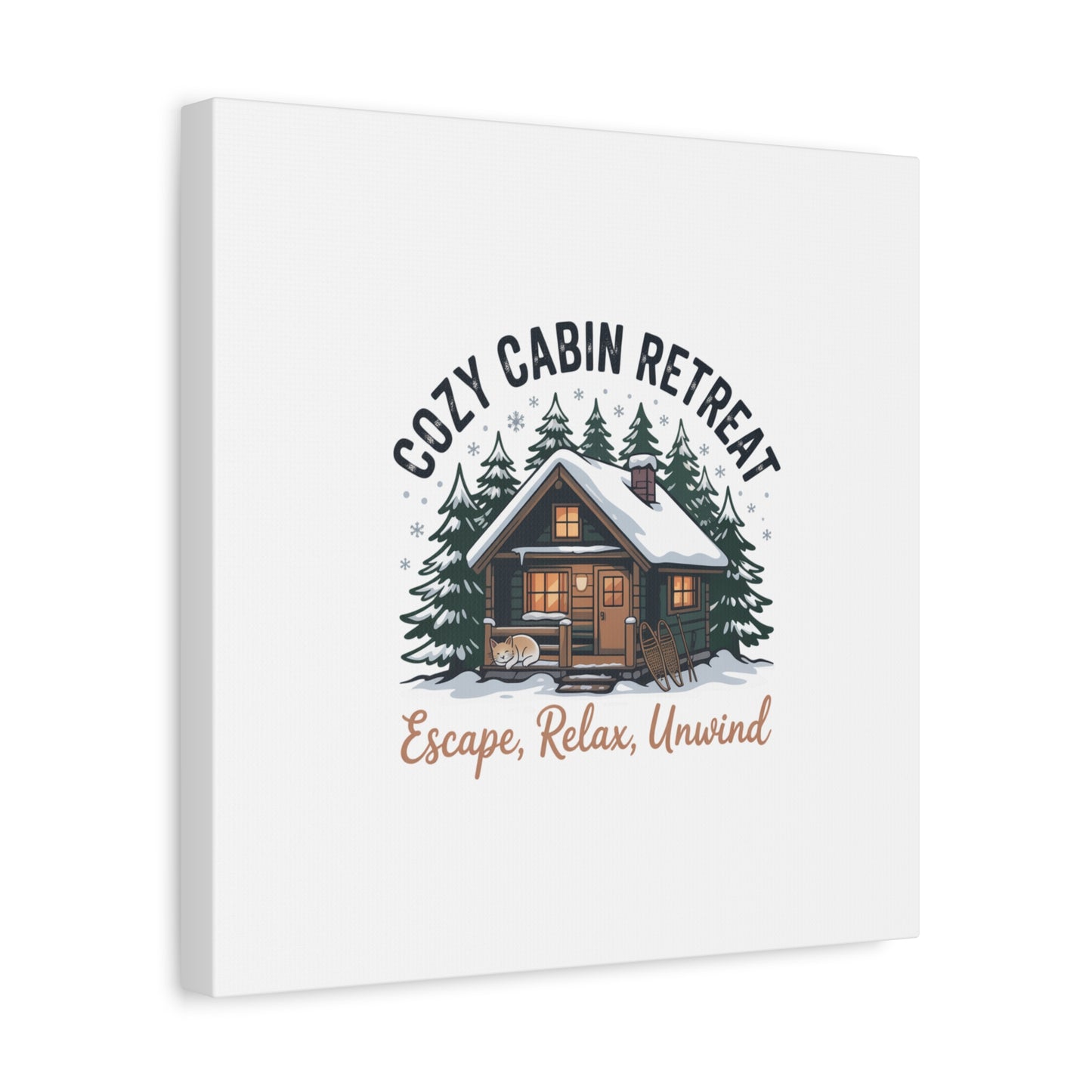 Cozy Cabin Retreat Log Cabin Art Print | Matte Canvas Stretched, 1.25" Printify