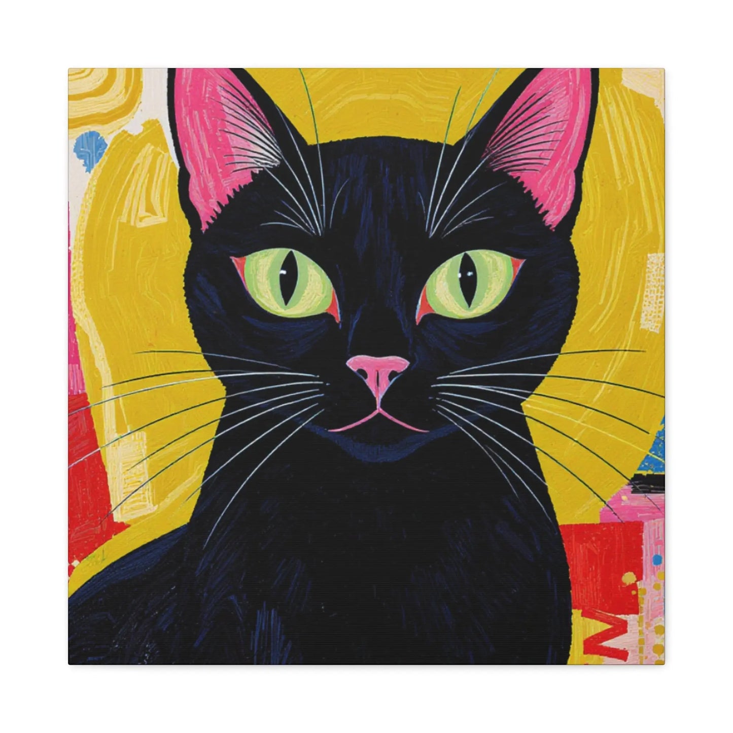 Black Cat Pop Art Matte Canvas Print — Stretched 1.25" Printify