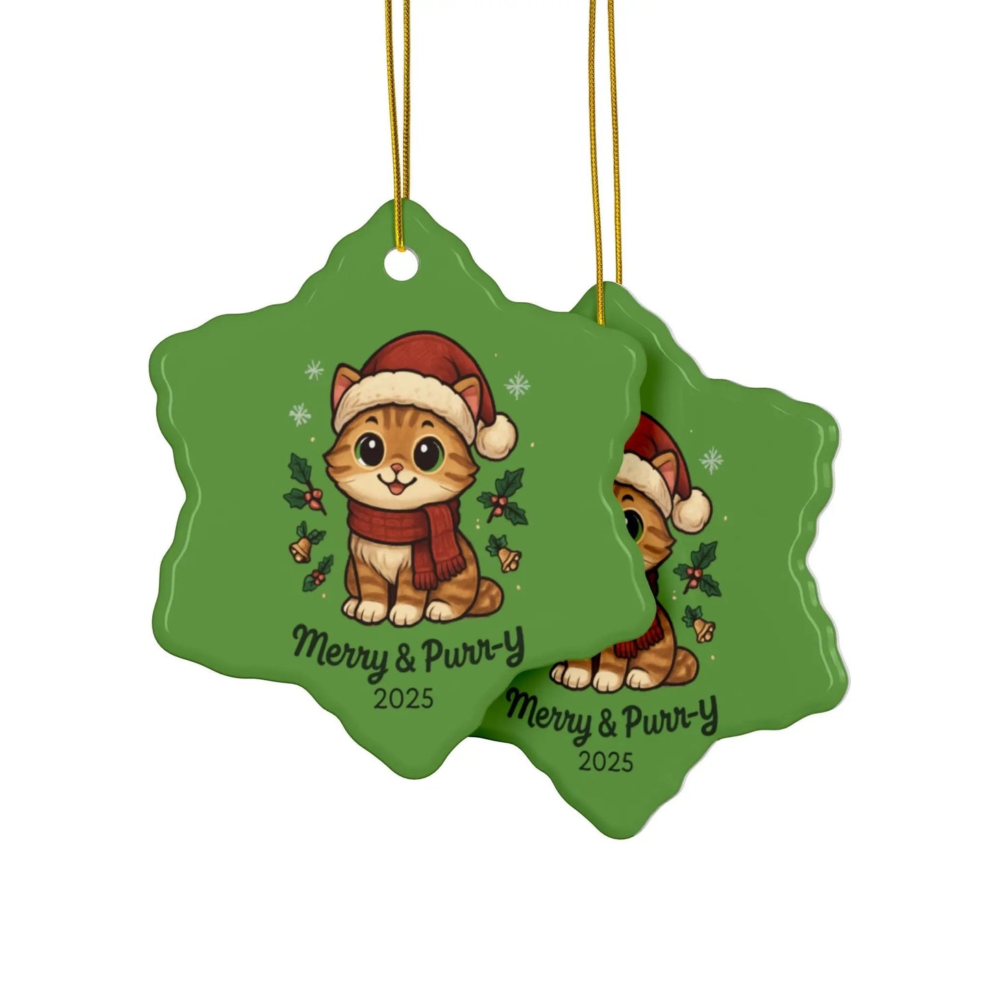 Merry & Purr-Y Ceramic Christmas Ornaments