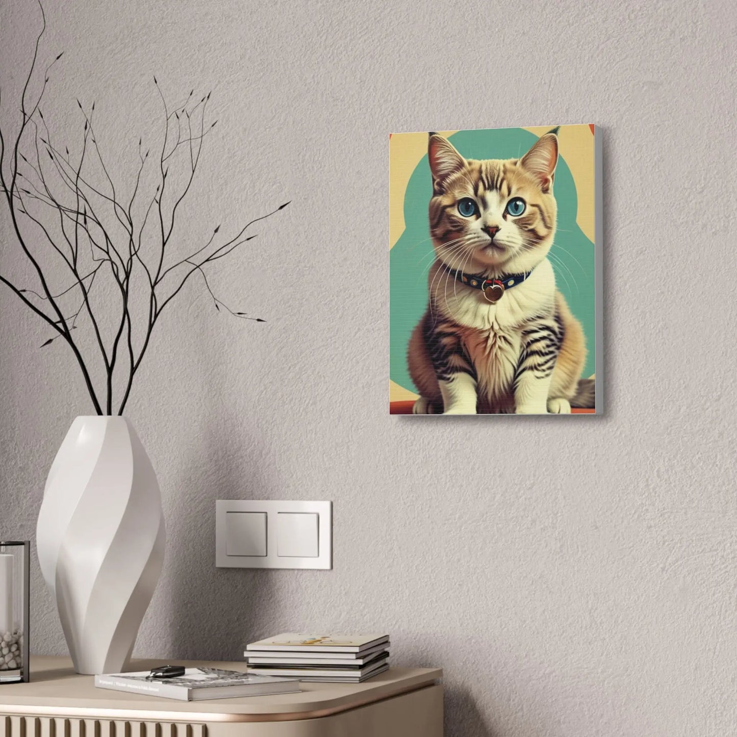 Blue-Eyed Tabby Cat Canvas Art – Stretched 1.5" Wall Décor Printify