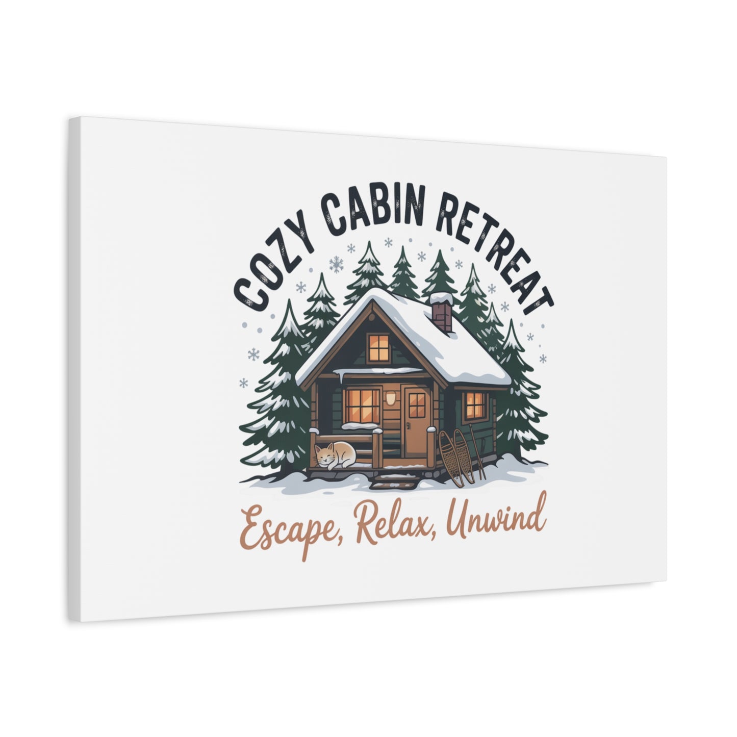 Cozy Cabin Retreat Log Cabin Art Print | Matte Canvas Stretched, 1.25" Printify