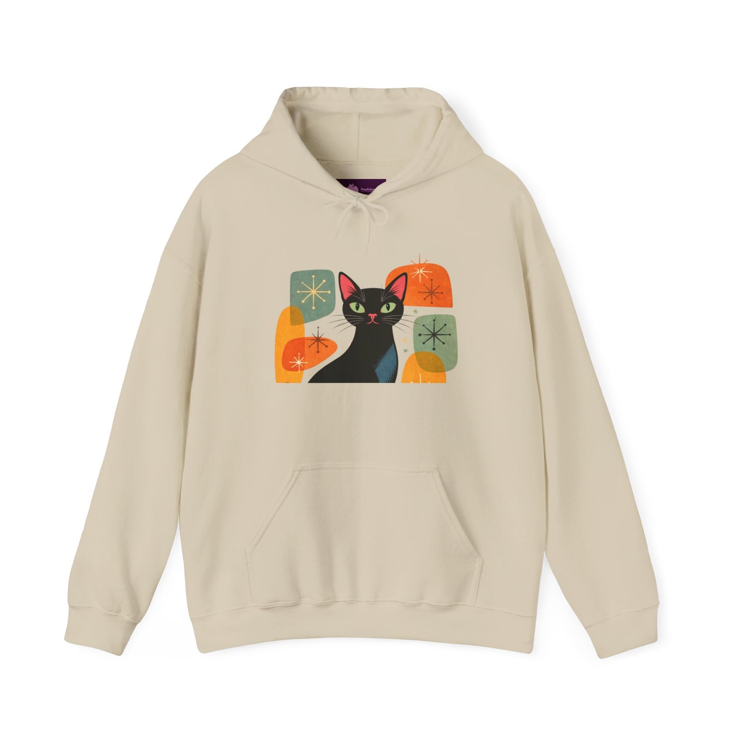 Mid-Century Modern Cat Hoodie — Retro Cool Graphic Sweatshirt