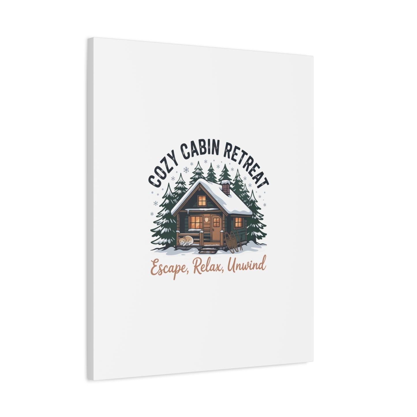 Cozy Cabin Retreat Log Cabin Art Print | Matte Canvas Stretched, 1.25" Printify