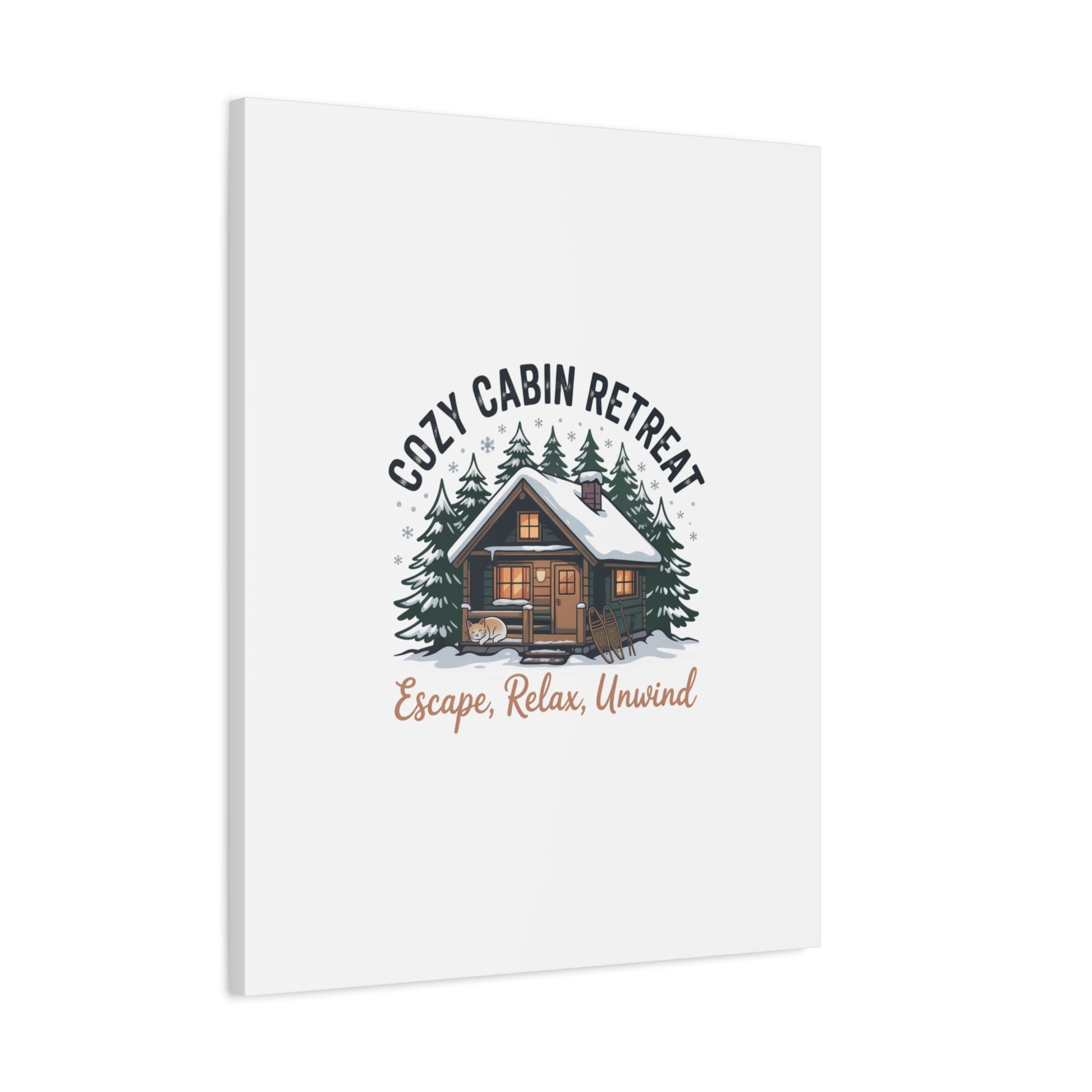 Cozy Cabin Retreat Log Cabin Art Print | Matte Canvas Stretched, 1.25" Printify