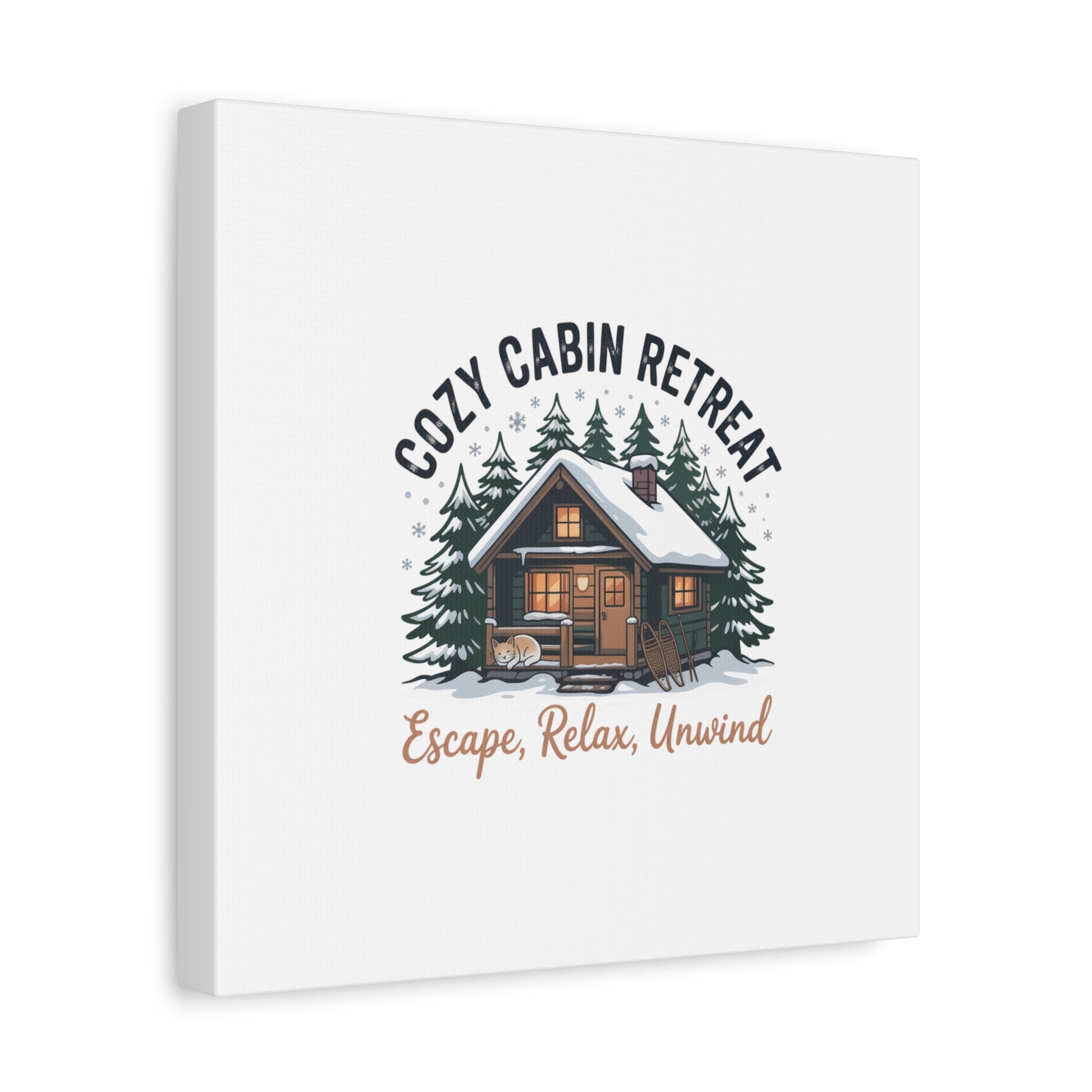 Cozy Cabin Retreat Log Cabin Art Print | Matte Canvas Stretched, 1.25" Printify