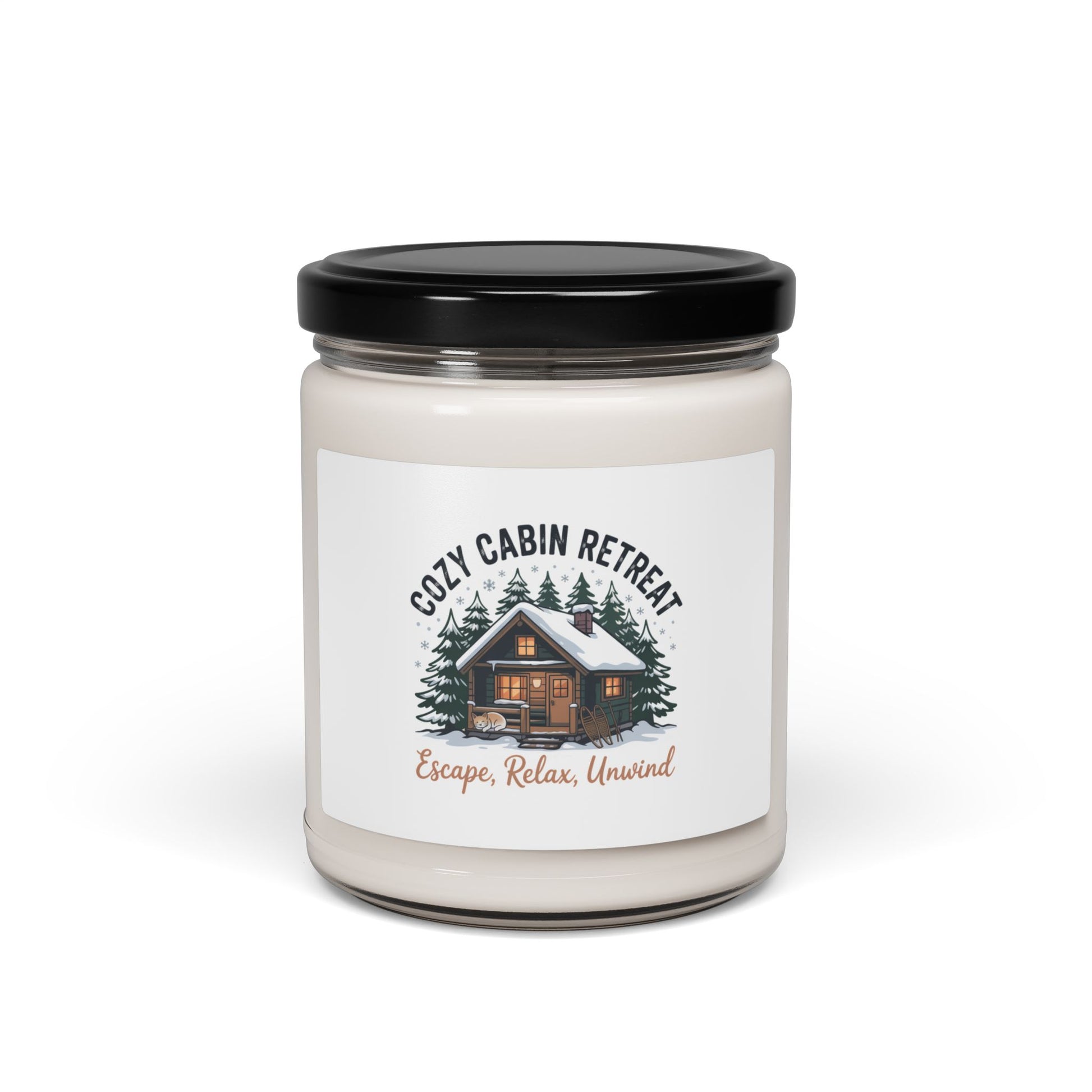 Cozy Cabin Retreat Candle, Soy Jar | Cabin Vibes, Pine Tree Lodge Printify