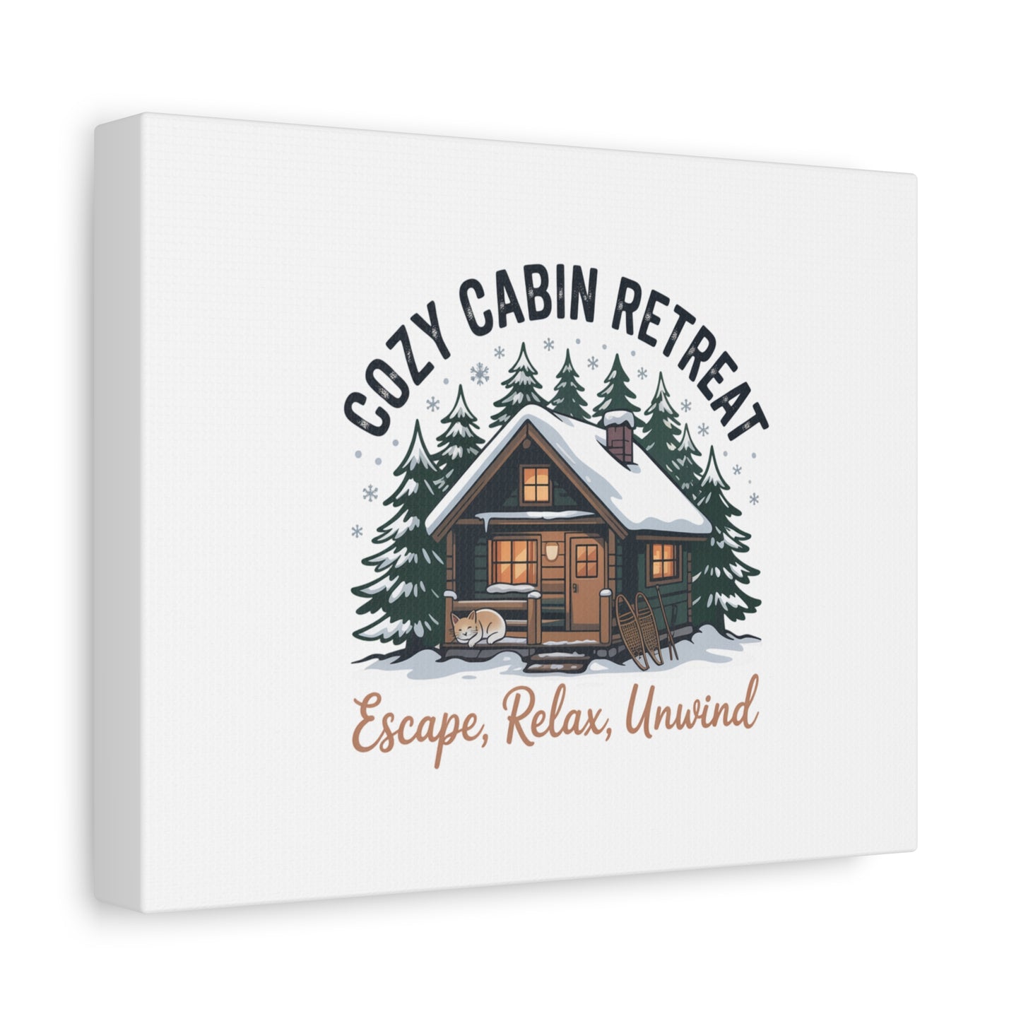 Cozy Cabin Retreat Log Cabin Art Print | Matte Canvas Stretched, 1.25" Printify