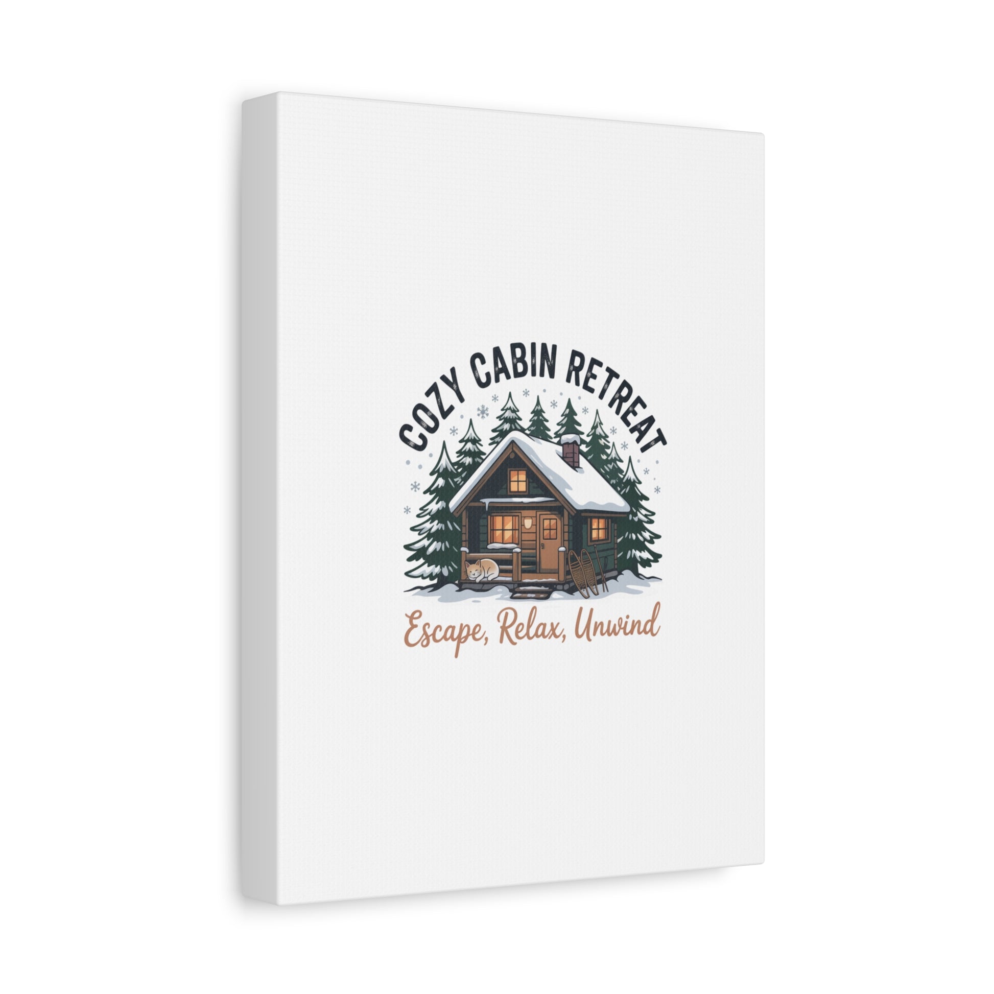 Cozy Cabin Retreat Log Cabin Art Print | Matte Canvas Stretched, 1.25" Printify