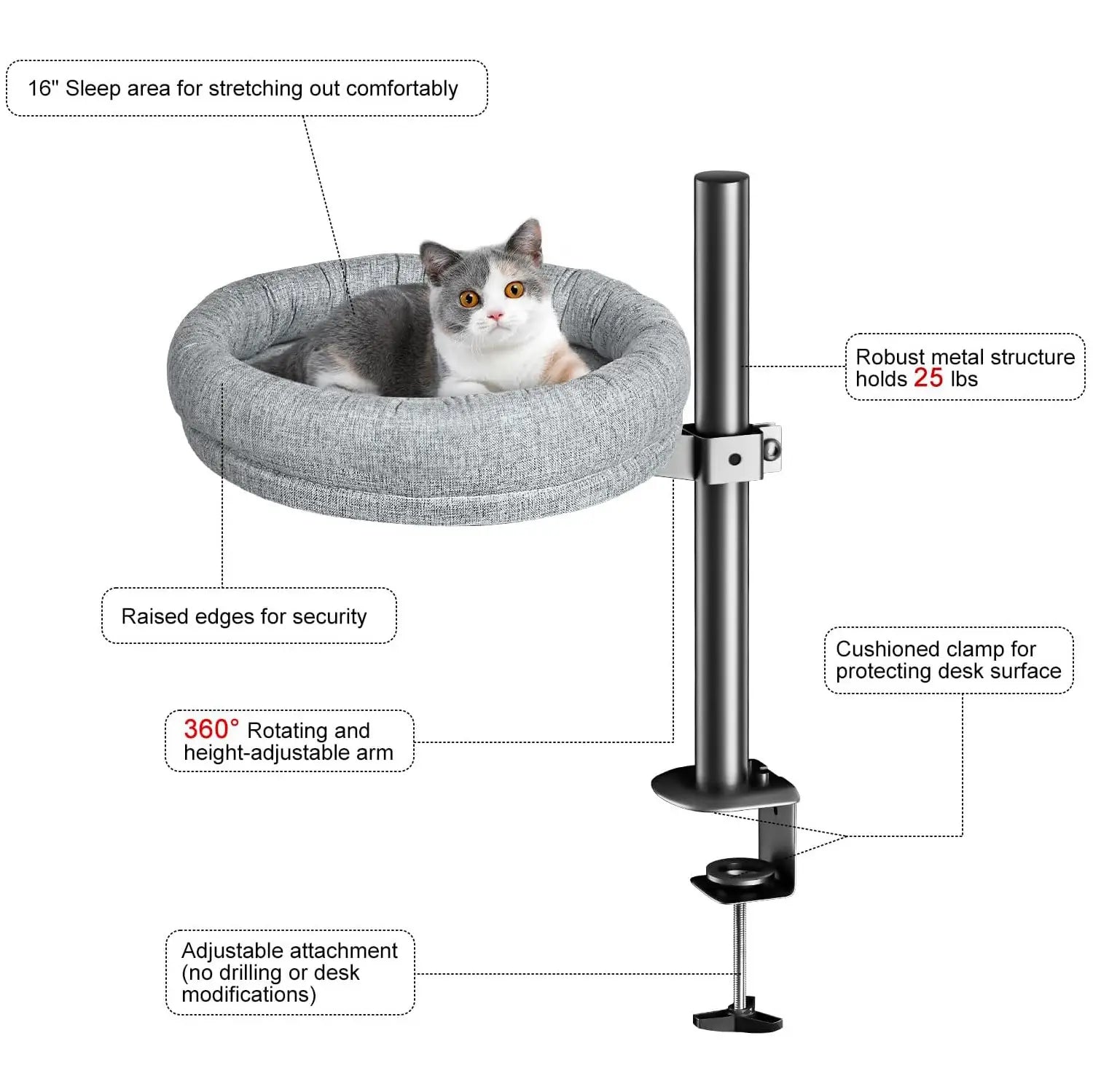Cat Nest Round Rotating Adjustable Height