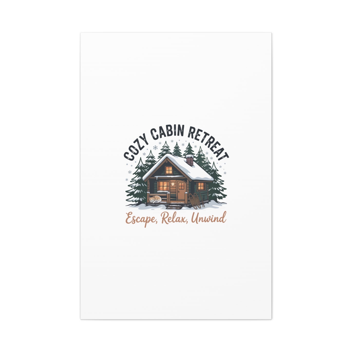 Cozy Cabin Retreat Log Cabin Art Print | Matte Canvas Stretched, 1.25" Printify