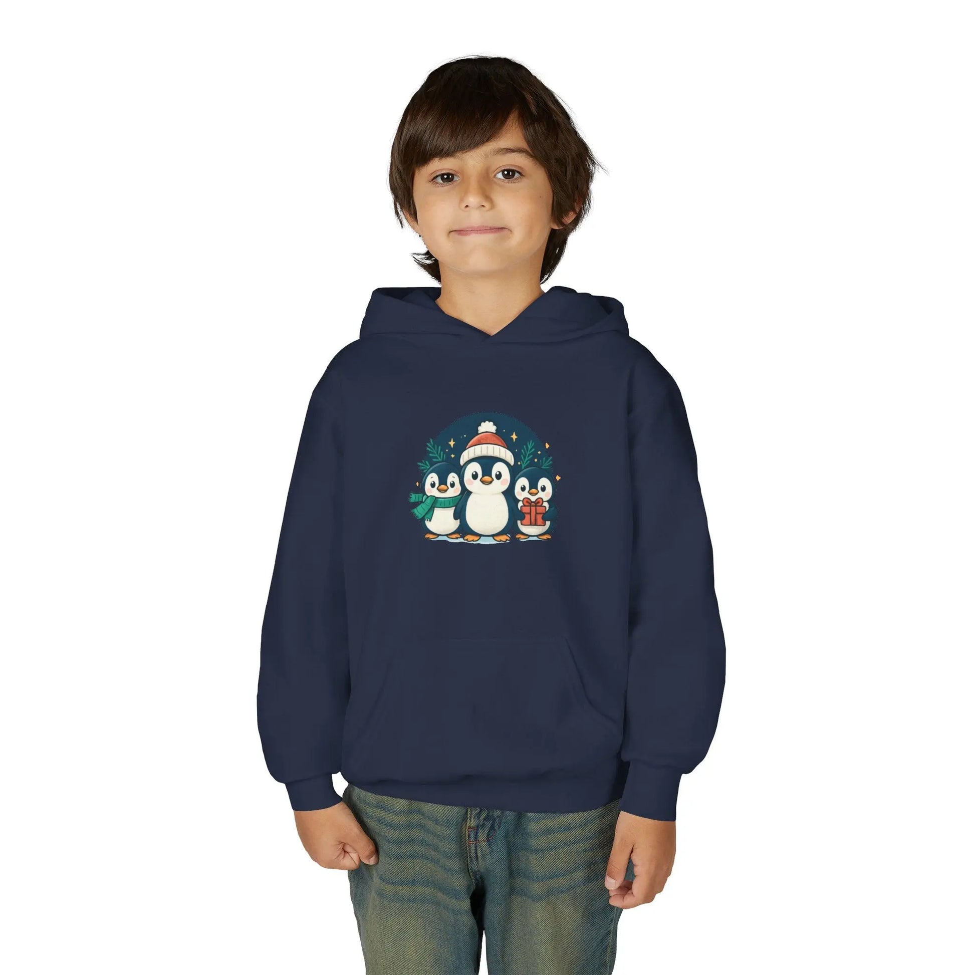 Kids Penguin Family Hoodie — Cute Holiday Winter Graphic Sweatshirt Printify