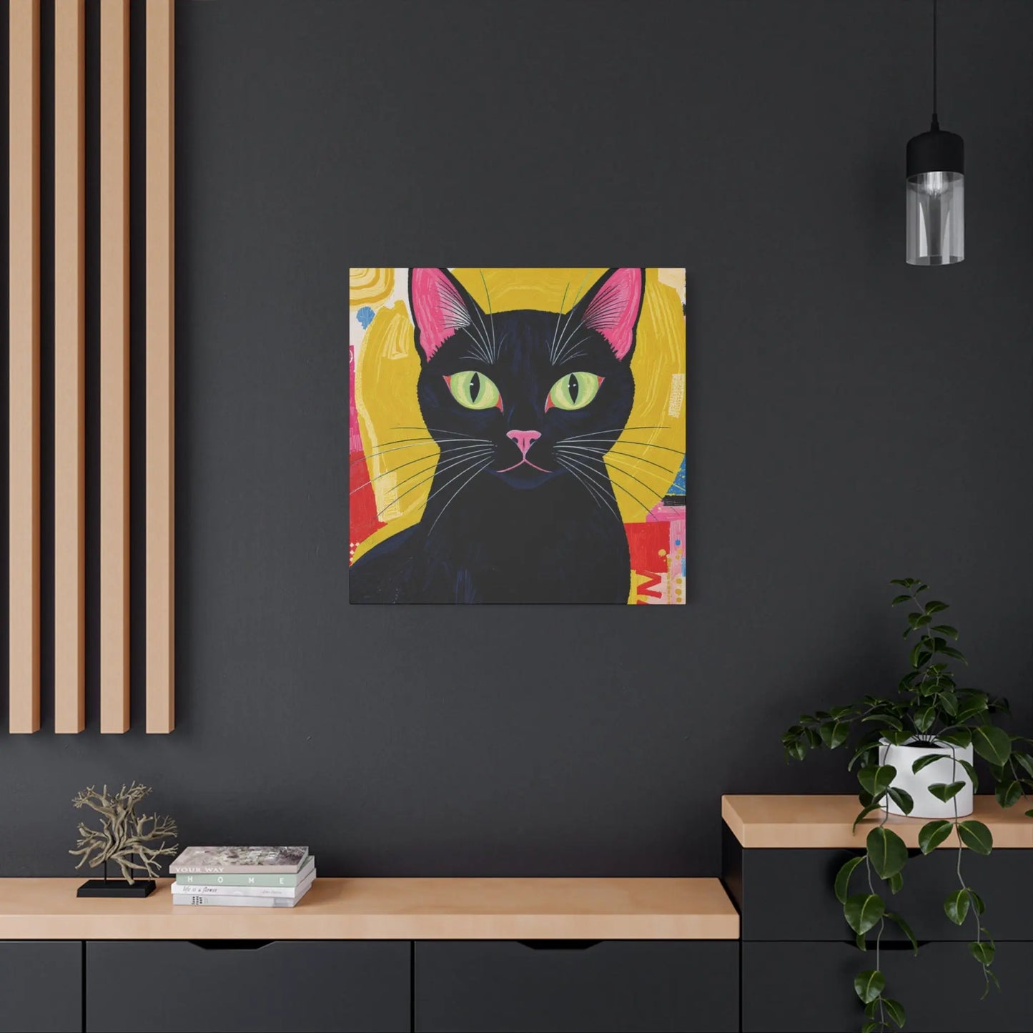 Black Cat Pop Art Matte Canvas Print — Stretched 1.25" Printify