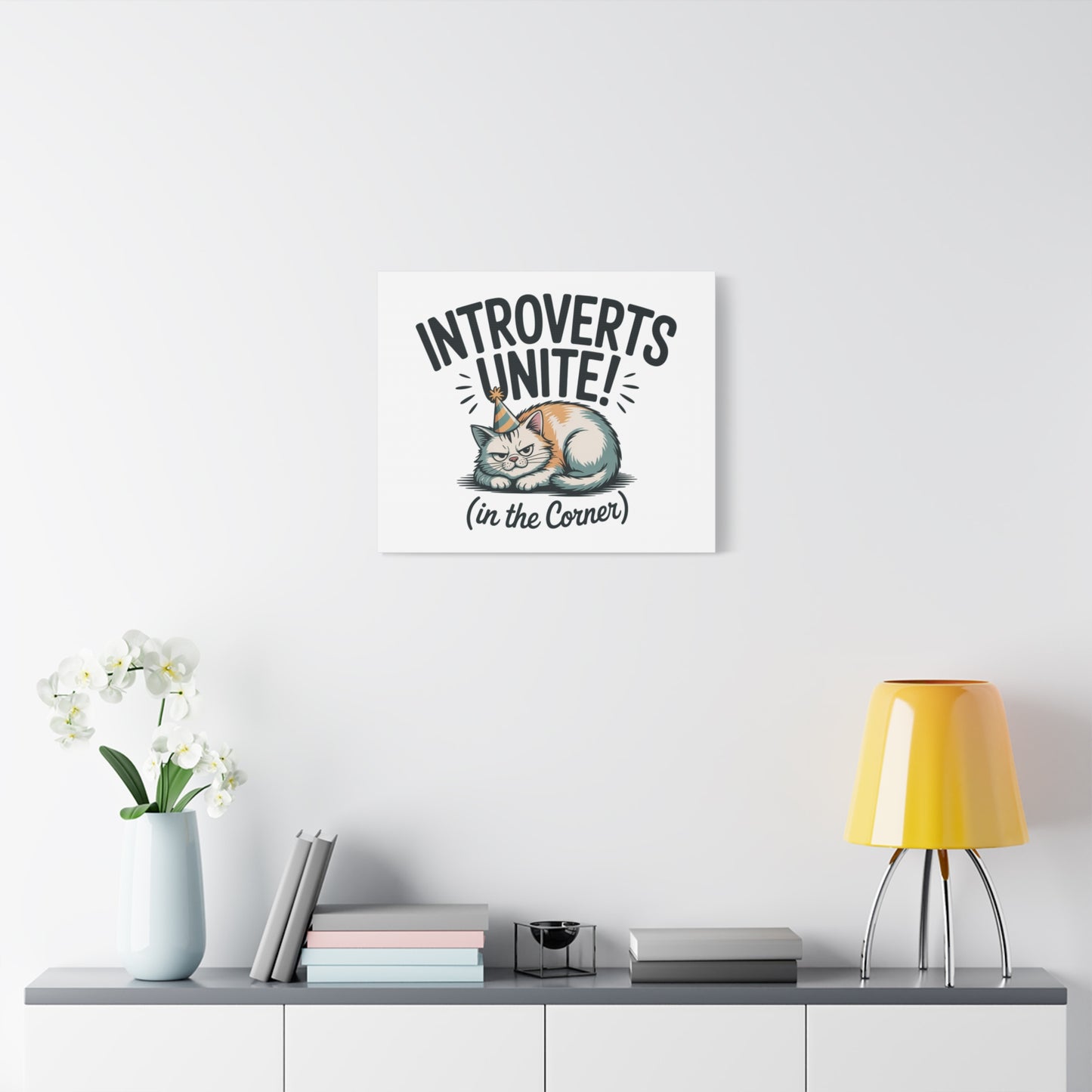 Introverts Unite (In the Corner) Matte Canvas | Funny Holiday Decor, Party Survival Humor Printify