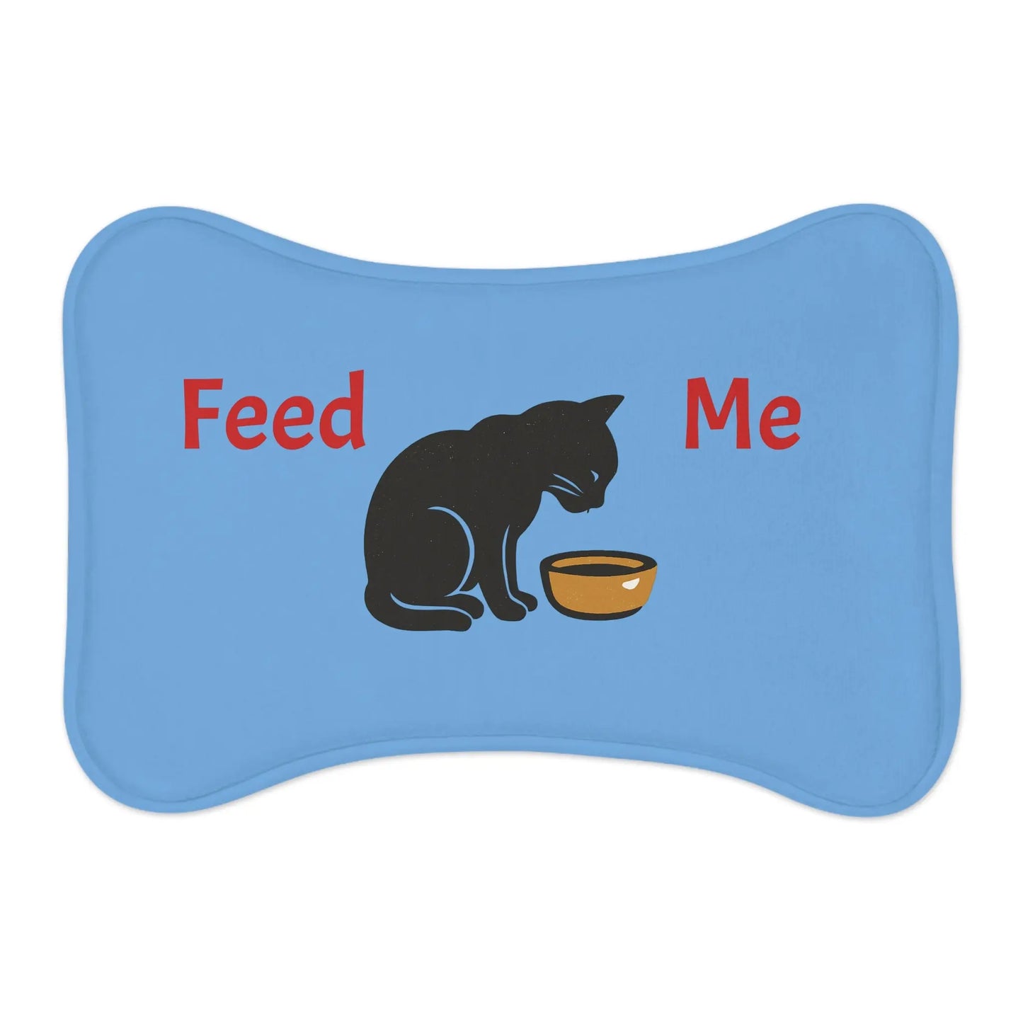Feed Me Cat Illustration Pet Feeding Mat | Non-Slip Bowl Placemat Printify