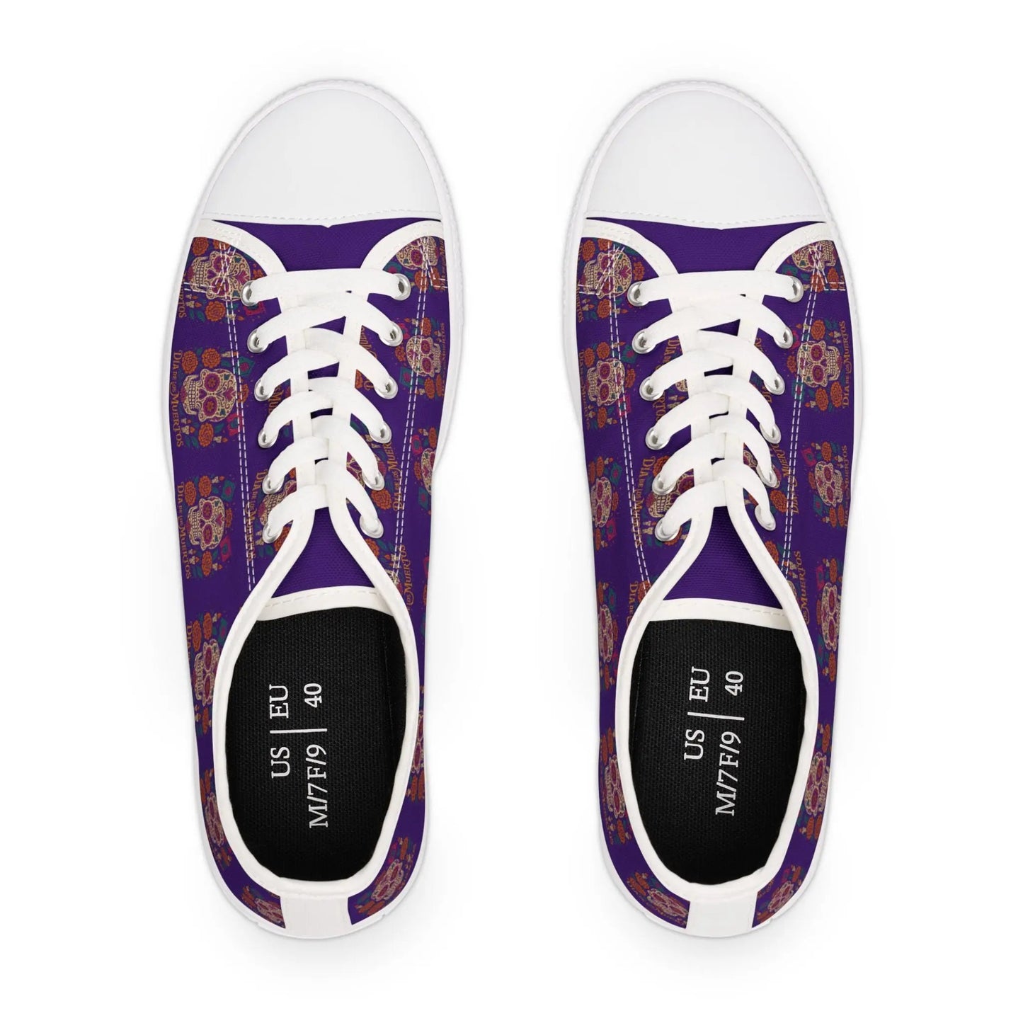 Colorful Skull Women's Low Top Sneakers | Boho Chic Style, Casual Footwear, Festival Fashion, Unique Gift Printify