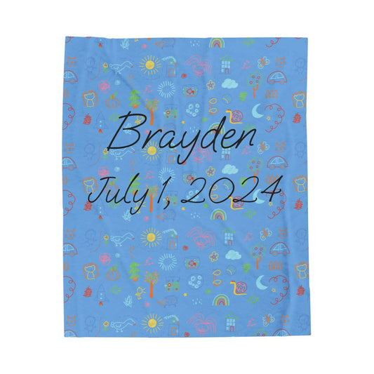 Personalized Velveteen Plush Blanket Printify