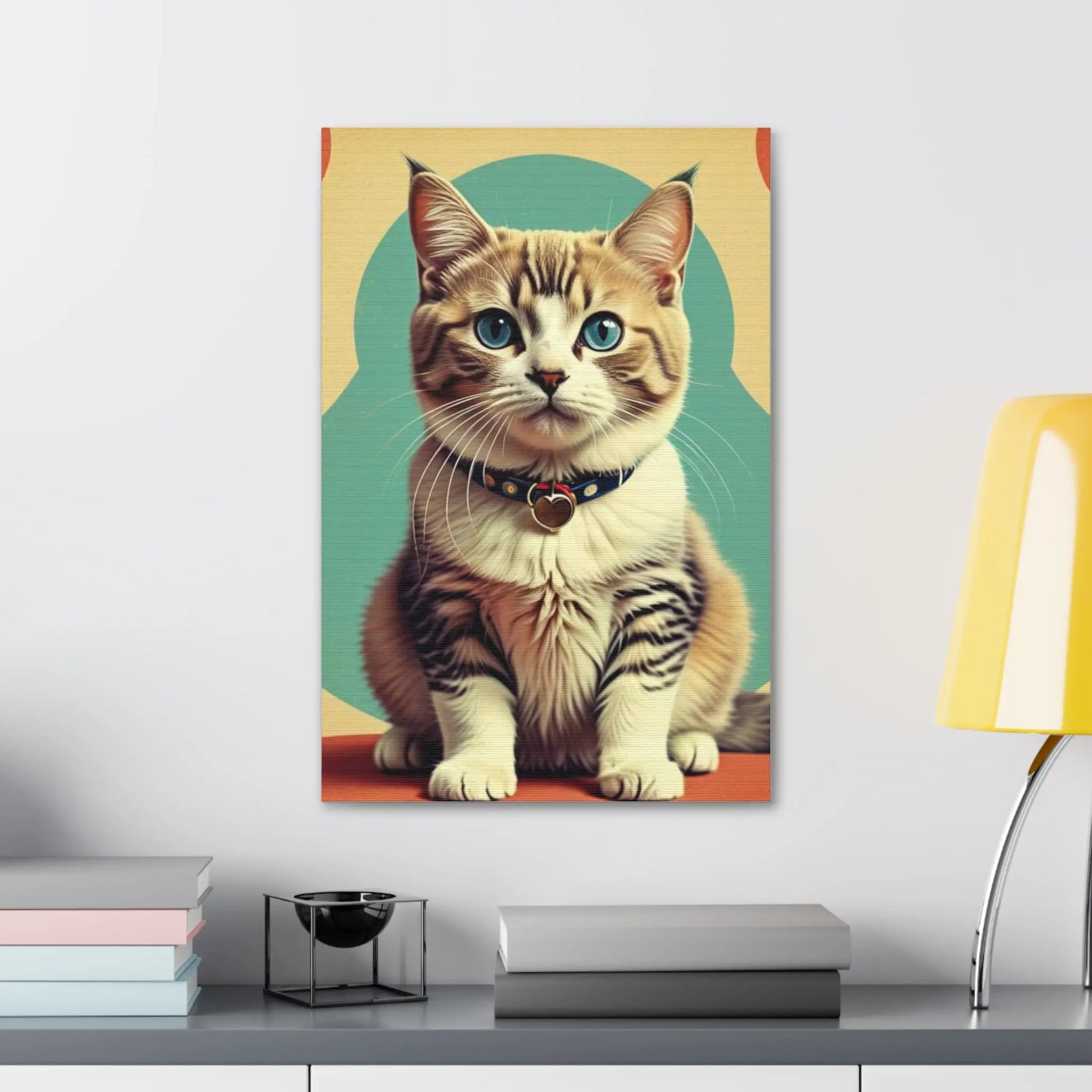 Blue-Eyed Tabby Cat Canvas Art – Stretched 1.5" Wall Décor Printify
