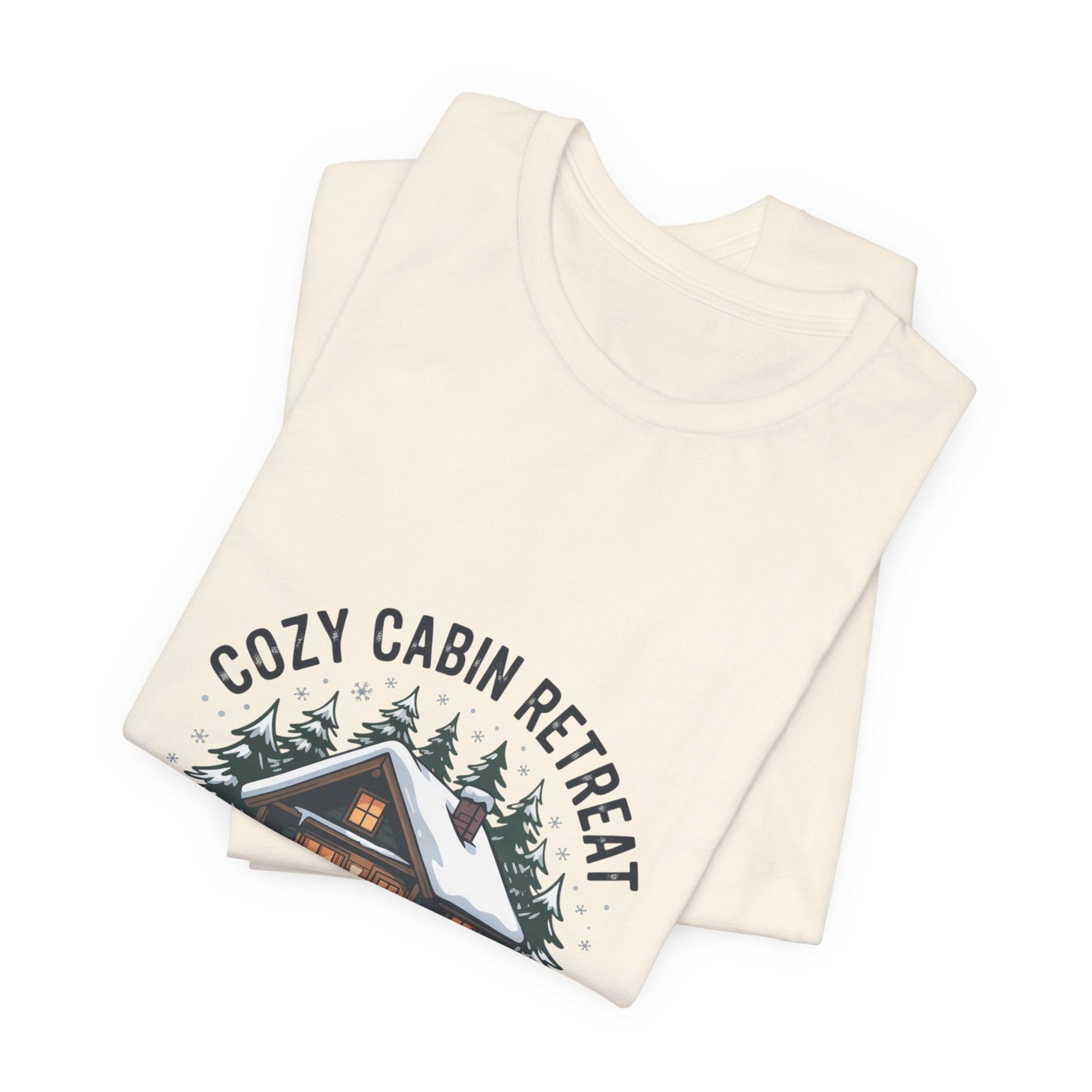 Cozy Cabin Retreat Tee | cabin vibes shirt, mountain silhouette design Printify