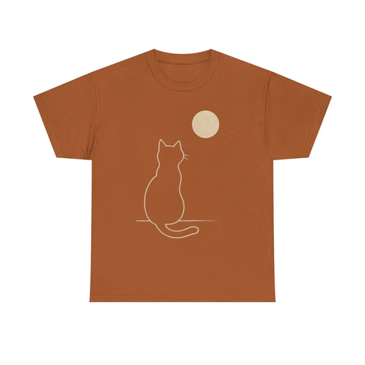 Cat Moon T-Shirt, Cute Animal Lover Gift, Unisex Graphic Tee, Casual Wear, Pet Owners Shirt, Cozy Night Outfits Printify