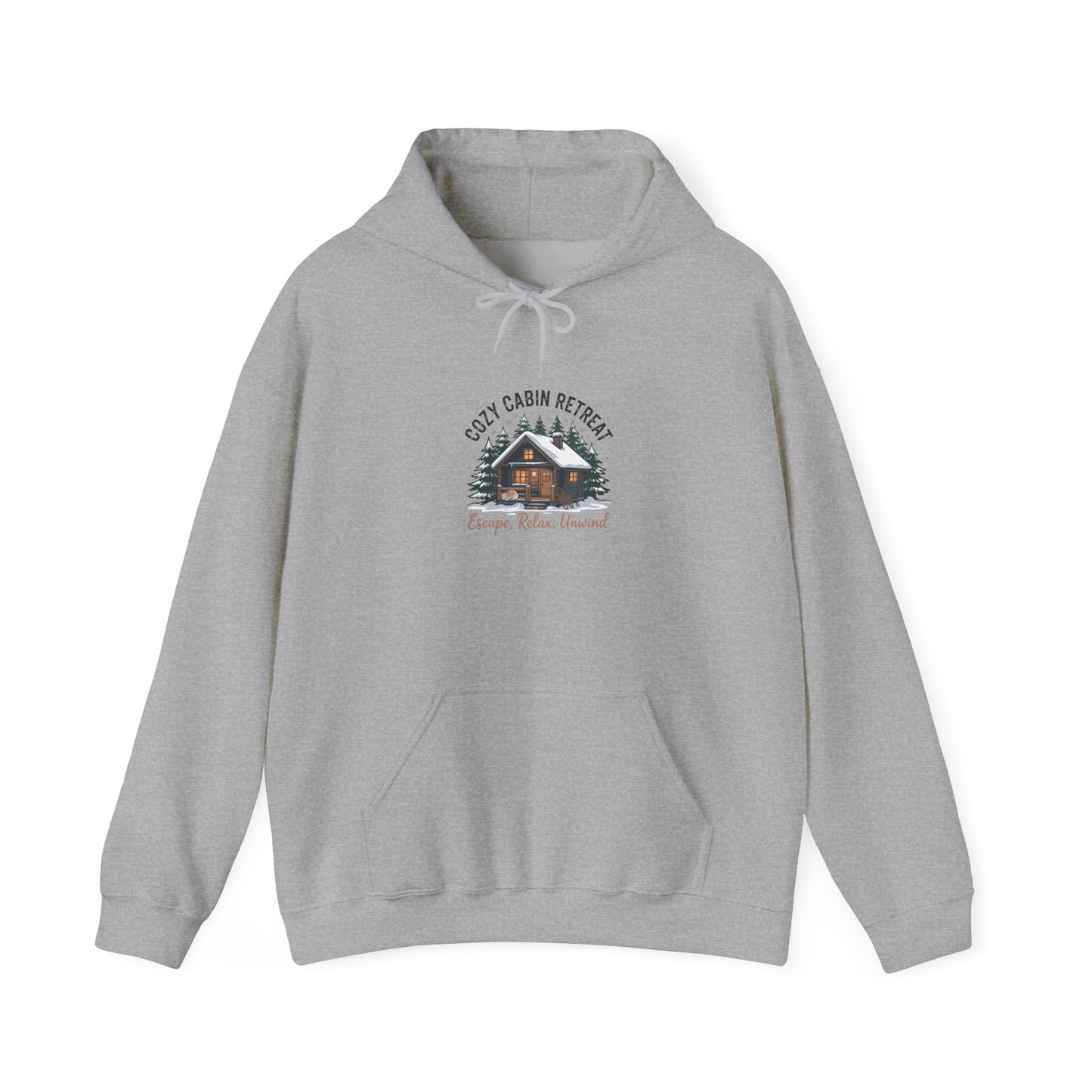 Cozy Cabin Retreat hoodie | mountain silhouette design, pine tree sweatshirt Printify